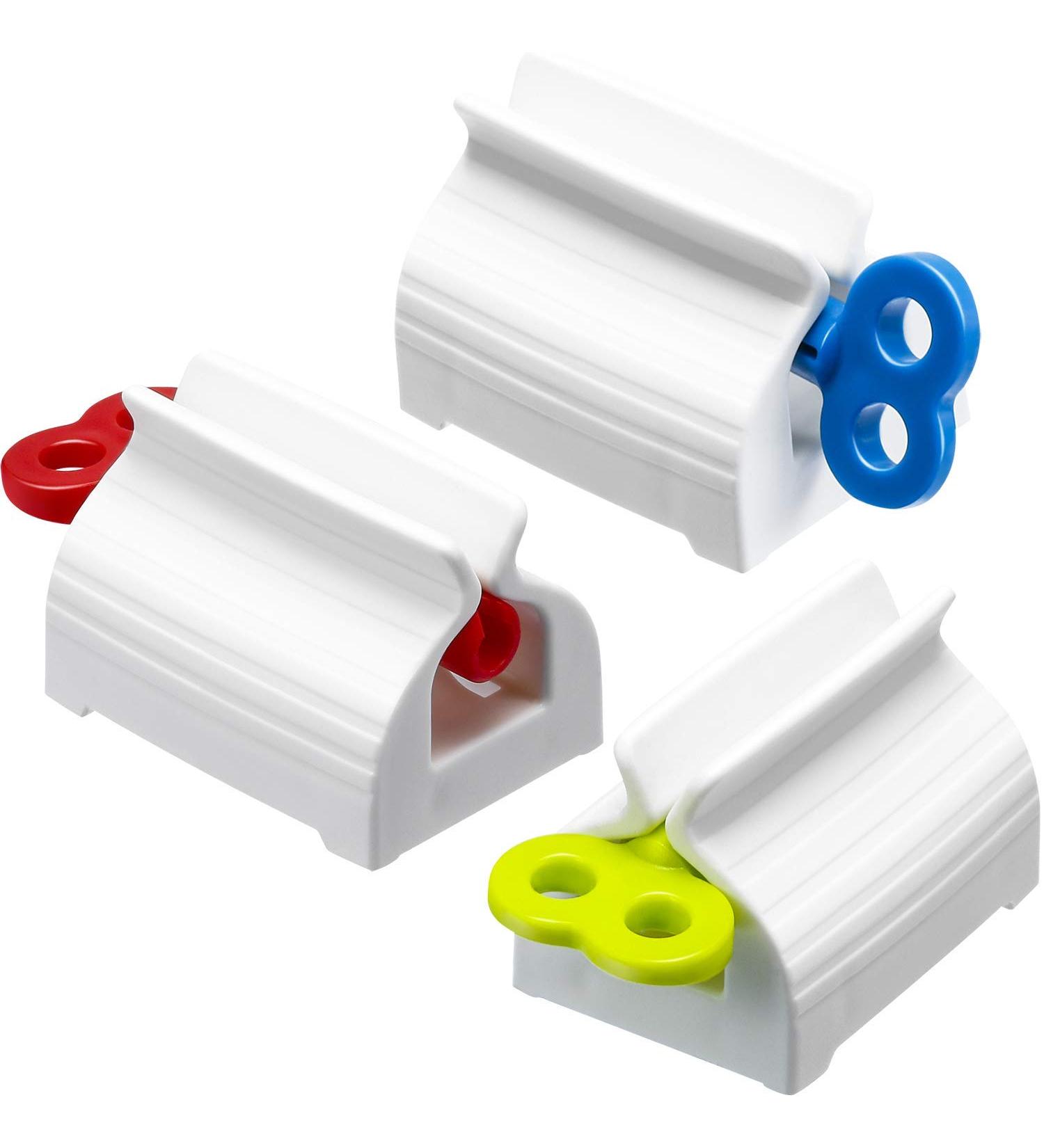 Quesuc 3 Pieces Rolling Tube Toothpaste Squeezer Toothpaste Seat Holder Stand Rotate Toothpaste Dispenser for Bathroom (Mix Color) - Buy Online on SooperMarket.com