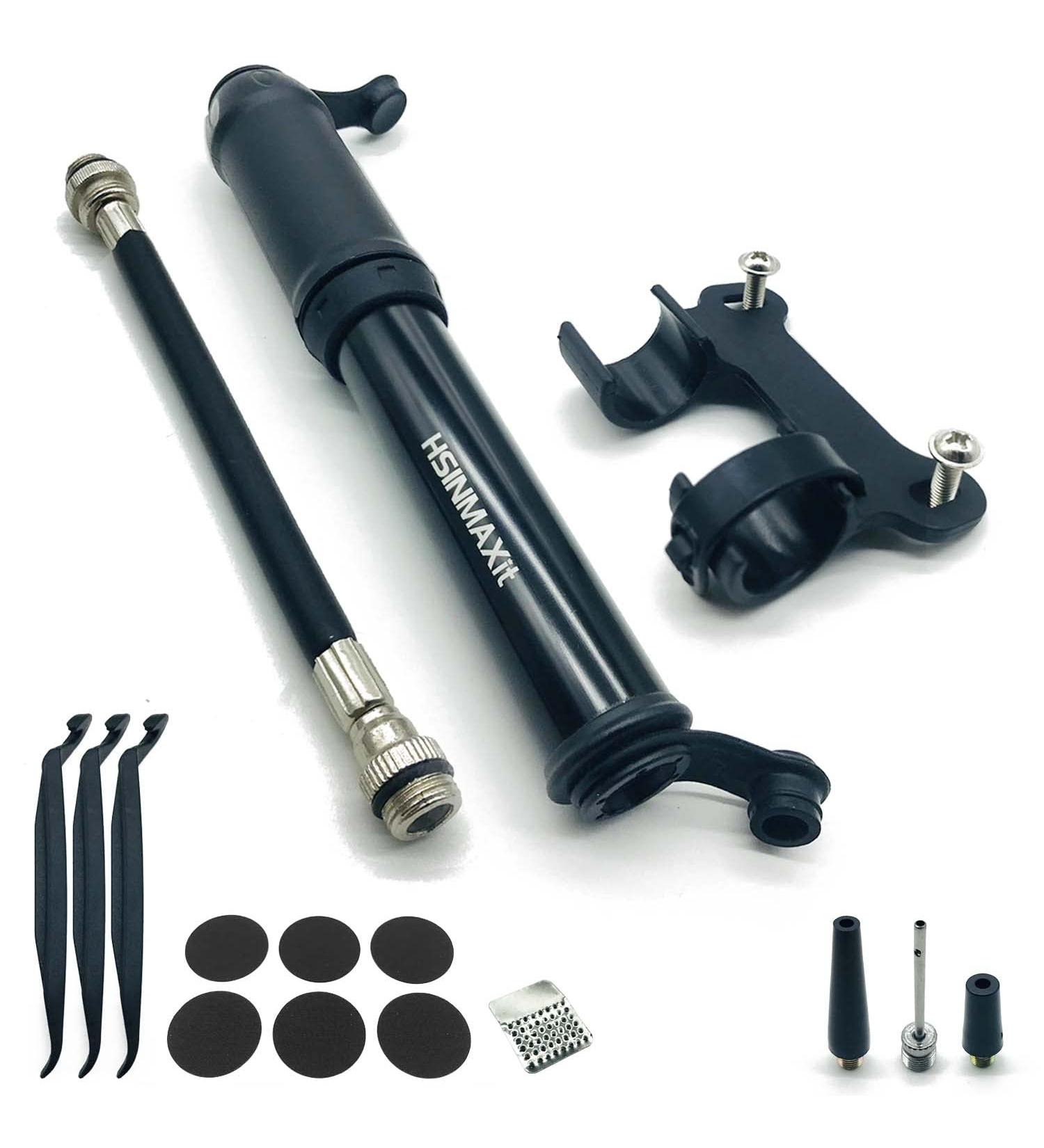HSINMAXit Mini Bike Pump - Portable Presta and Schrader Valve Pump - 120PSI - Aluminum Alloy - Buy Online on SooperMarket.com