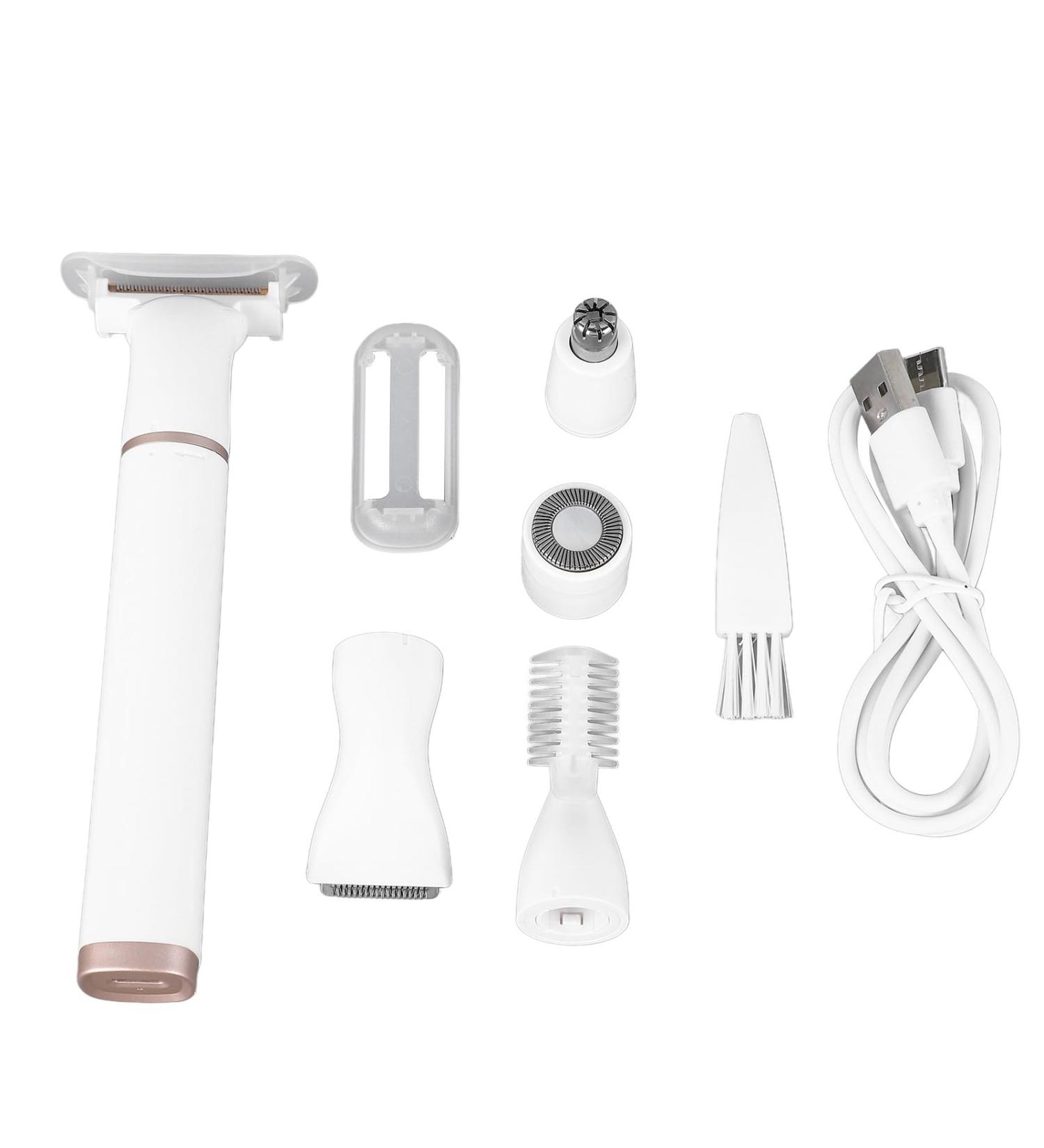 Dioche 5 in 1 Electric Hair Trimmer for Women - Rechargeable Low Noise Washable Clipper with 5 Heads for Eyebrows Nose and Face - International Shipping Available - Buy Online on SooperMarket.com