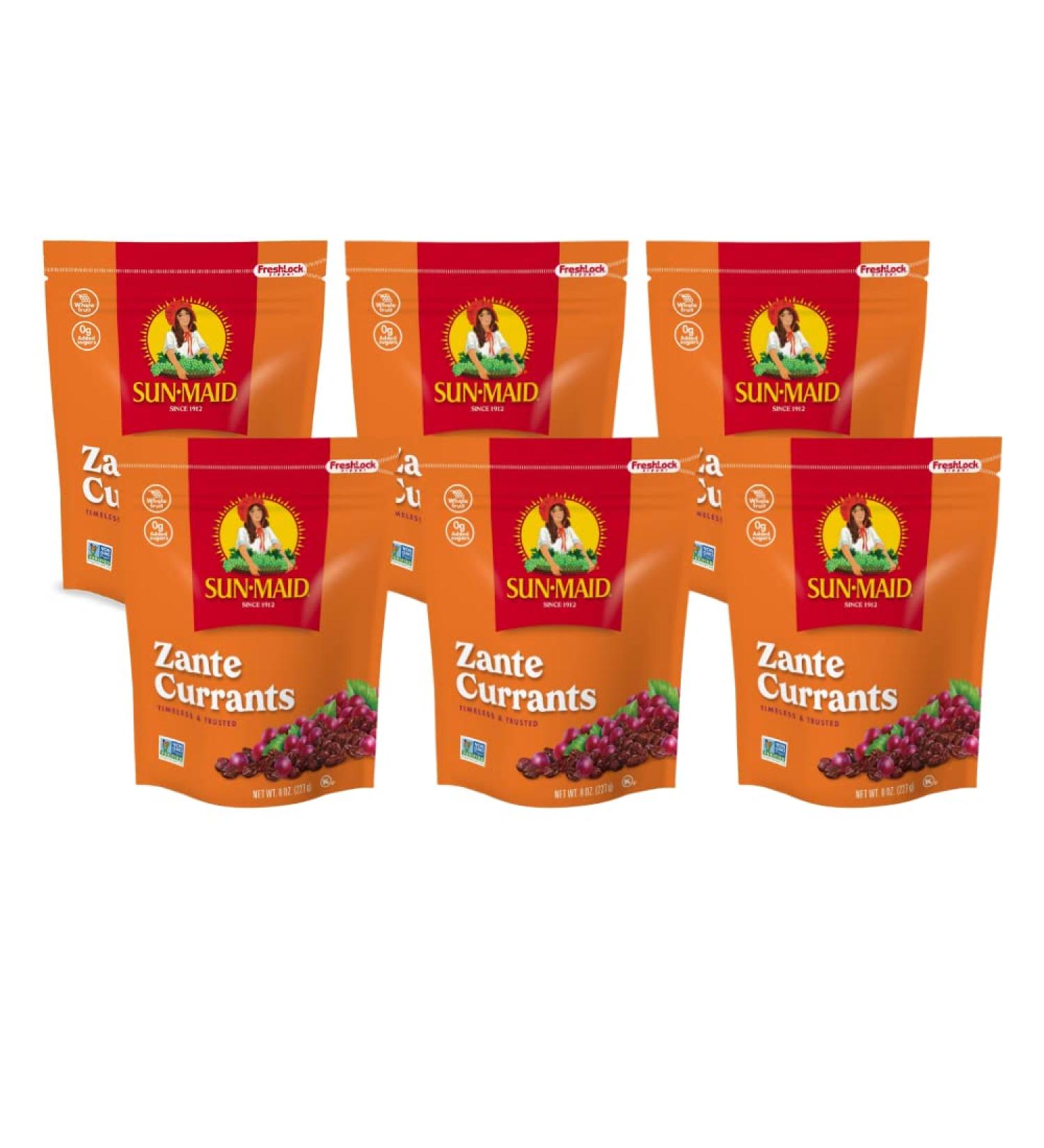 Sun-Maid California Zante Currants Snack - 8 oz Bags (Pack of 6) | Natural Dried Fruit | Non-GMO | Vegan | Vegetarian Friendly - Buy Online on SooperMarket.com