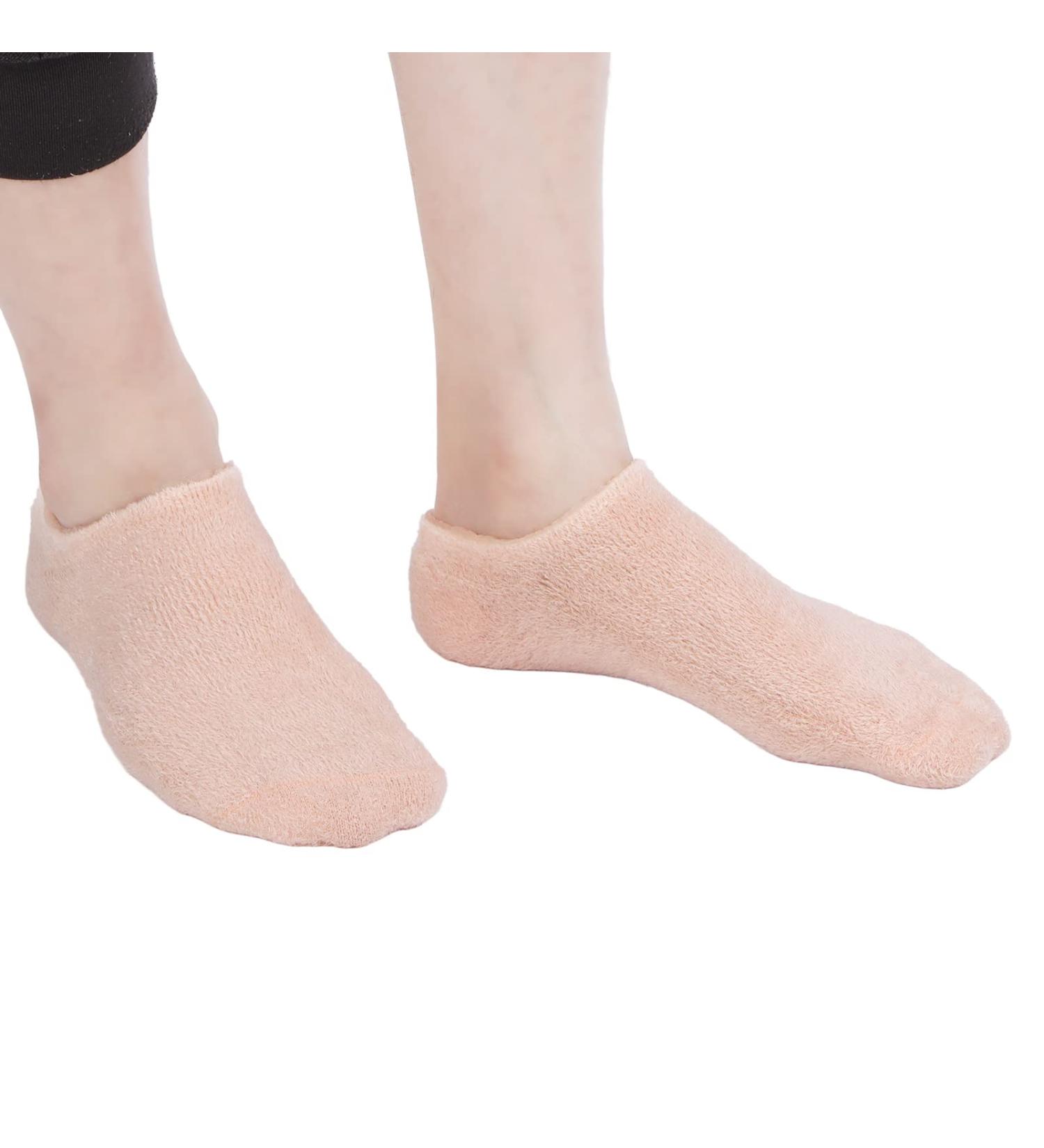 Moisturizing Gel Socks for Women | 2-Pack Spa Socks to Repair Dry Cracked Heels | Reusable Lotion Socks | At-Home Foot Care (Orange) - Buy Online on SooperMarket.com