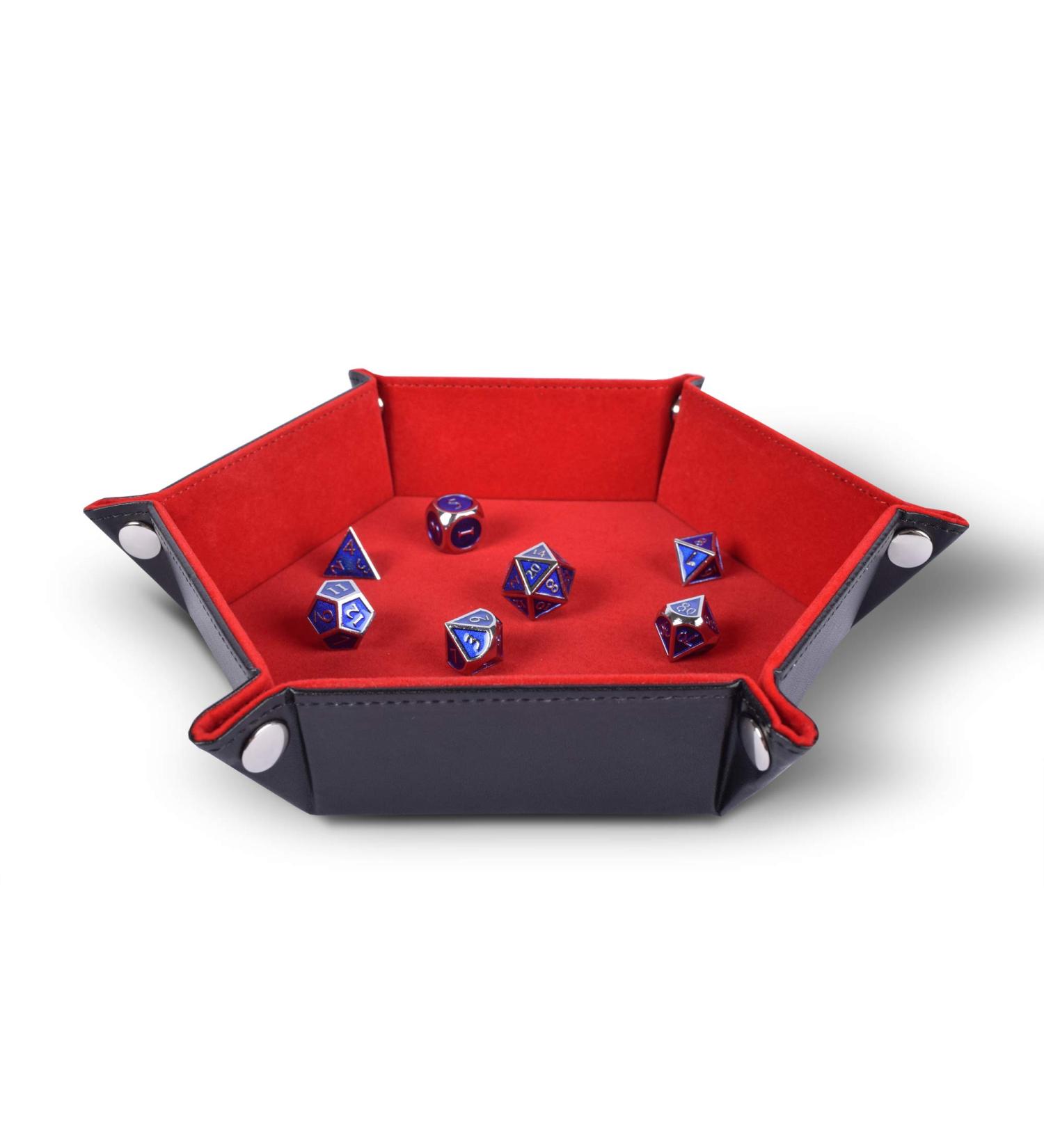 RNK Gaming Folding Hexagon Dice Tray - PU Leather & Red Velvet for DND Games - Buy Online on SooperMarket.com