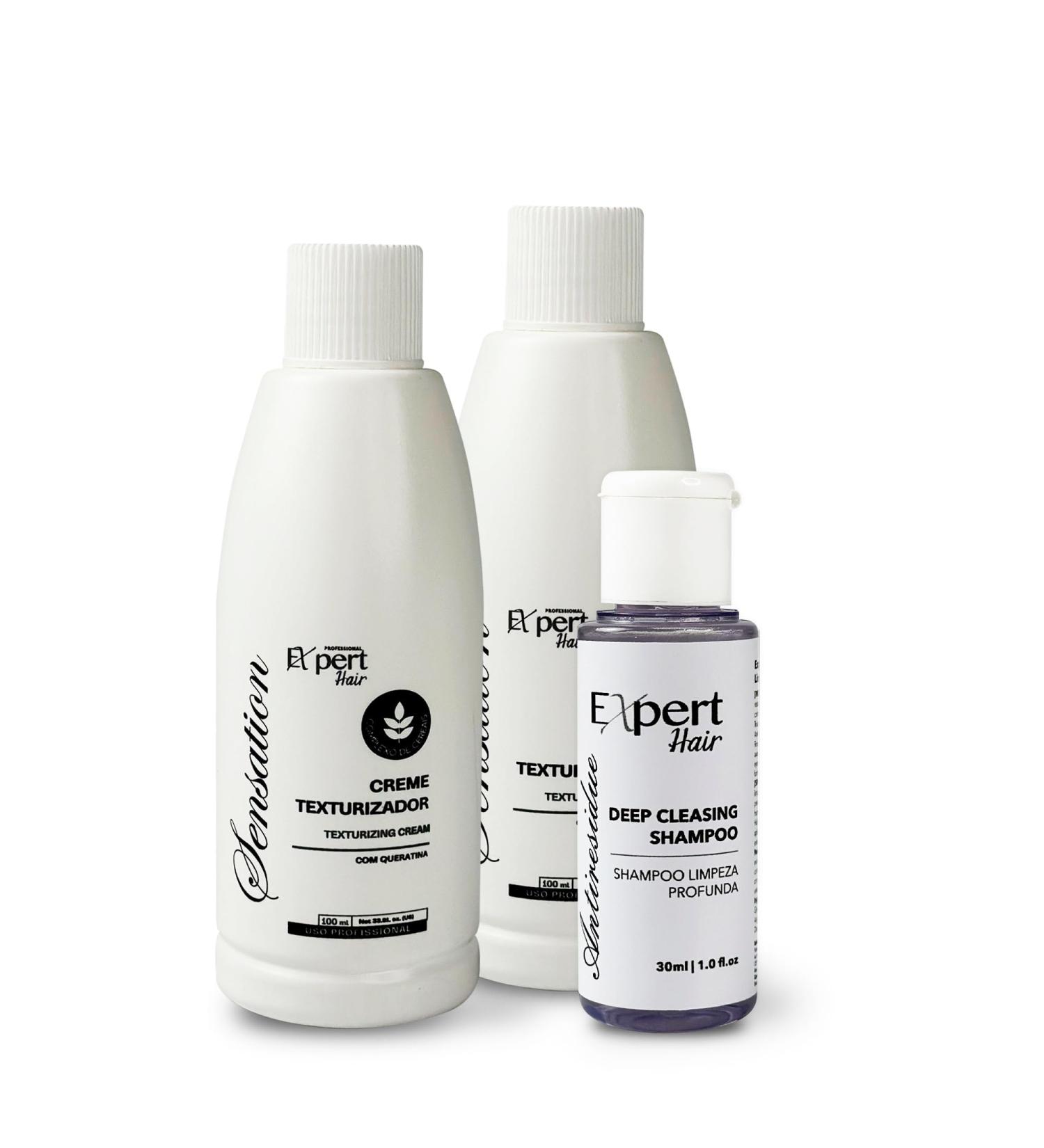 Expert Hair Sensation Keratin Treatment 100ml (2 Pack) + Deep Cleansing Shampoo 30ml - Anti Frizz Long Lasting Results | Brazilian Hair Straightening Set - Buy Online on SooperMarket.com