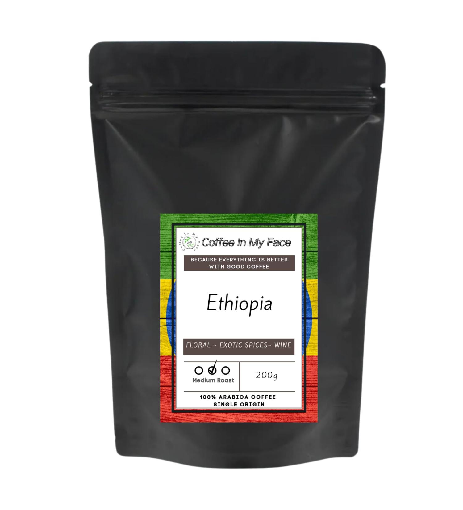 Coffee In My Face - Ethiopia | Freshly Roasted Whole Coffee Beans To Grind At Home | Medium Roast | Single Origin | 100% Arabica Coffee - 200g. (Whole Coffee Beans)