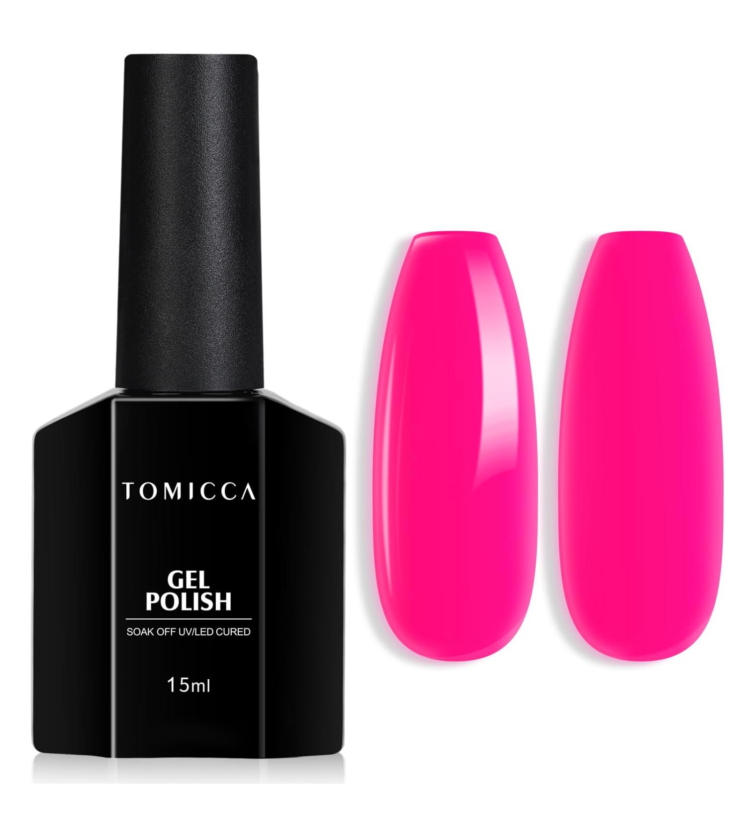 TOMICCA Neon Pink Gel Nail Polish 15ML - Long Lasting, High Gloss, Chip Resistant | UV LED Lamp Required | DIY Manicure Salon Quality - Buy Online on SooperMarket.com