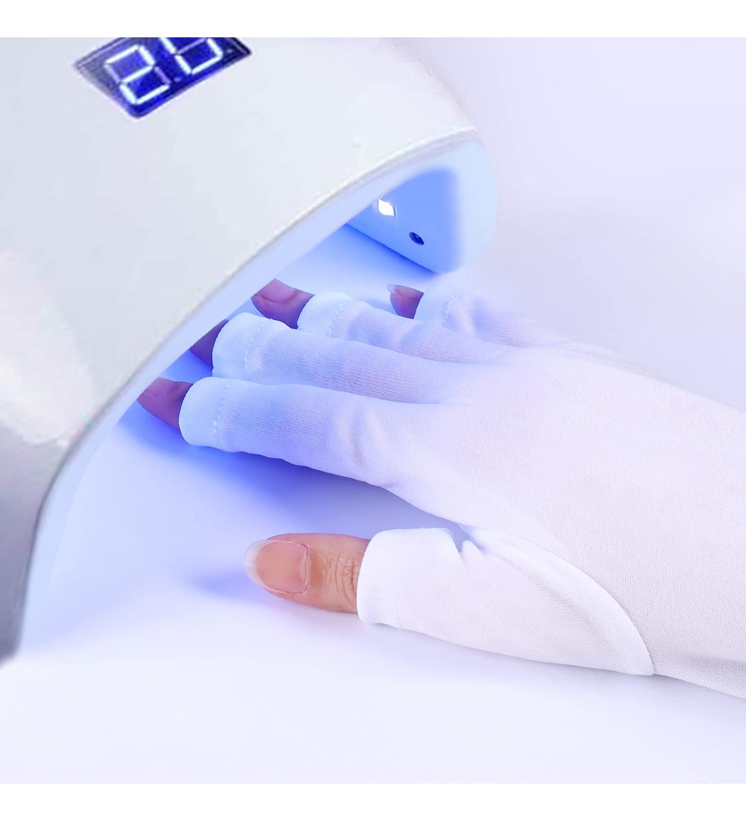 SIUSIO Anti UV Shield Glove - UV Protective Sleeves Fingerless Glove for Gel Manicures protect Hands from LED Lamps Nail Dryer Professional Protection Tool for Skin Care Nail Art Microfiber White - Buy Online on SooperMarket.com