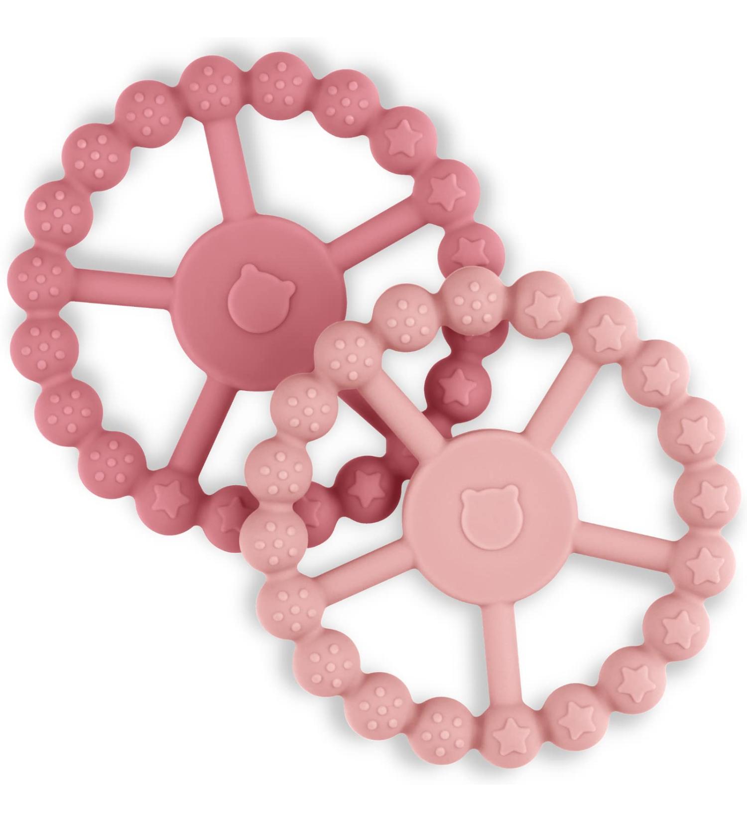 2-Pack Silicone Sensory Teething Rings for Babies | BPA & Phthalate-Free Chew Toys | Princess Color - Buy Online on SooperMarket.com