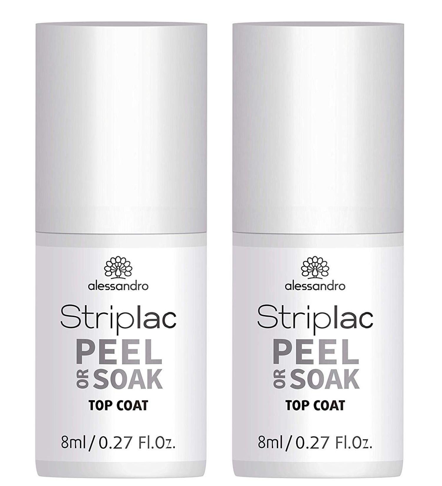 Alessandro Striplac Peel or Soak Top Coat 2 Pack - LED Glossy Finish & 3 Weeks Protection (2 x 8ml) - Buy Online on SooperMarket.com