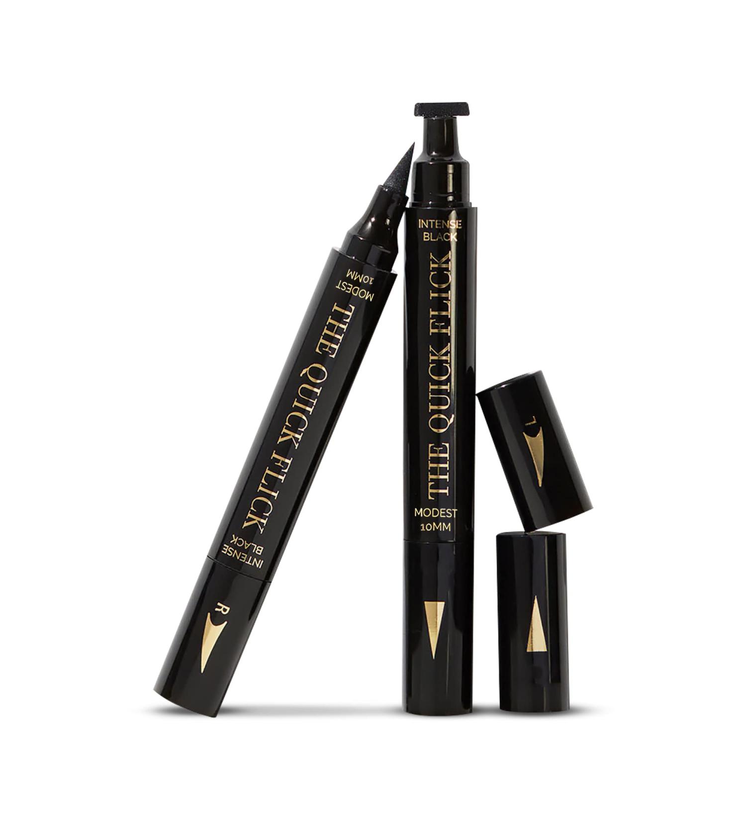 The Quick Flick - Intense Black Cat Eyeliner Stamp | Water-Proof & Smudge-Proof Felt-Tip Pen | 10mm Winged Eyeliner - 2 Pens - Buy Online on SooperMarket.com