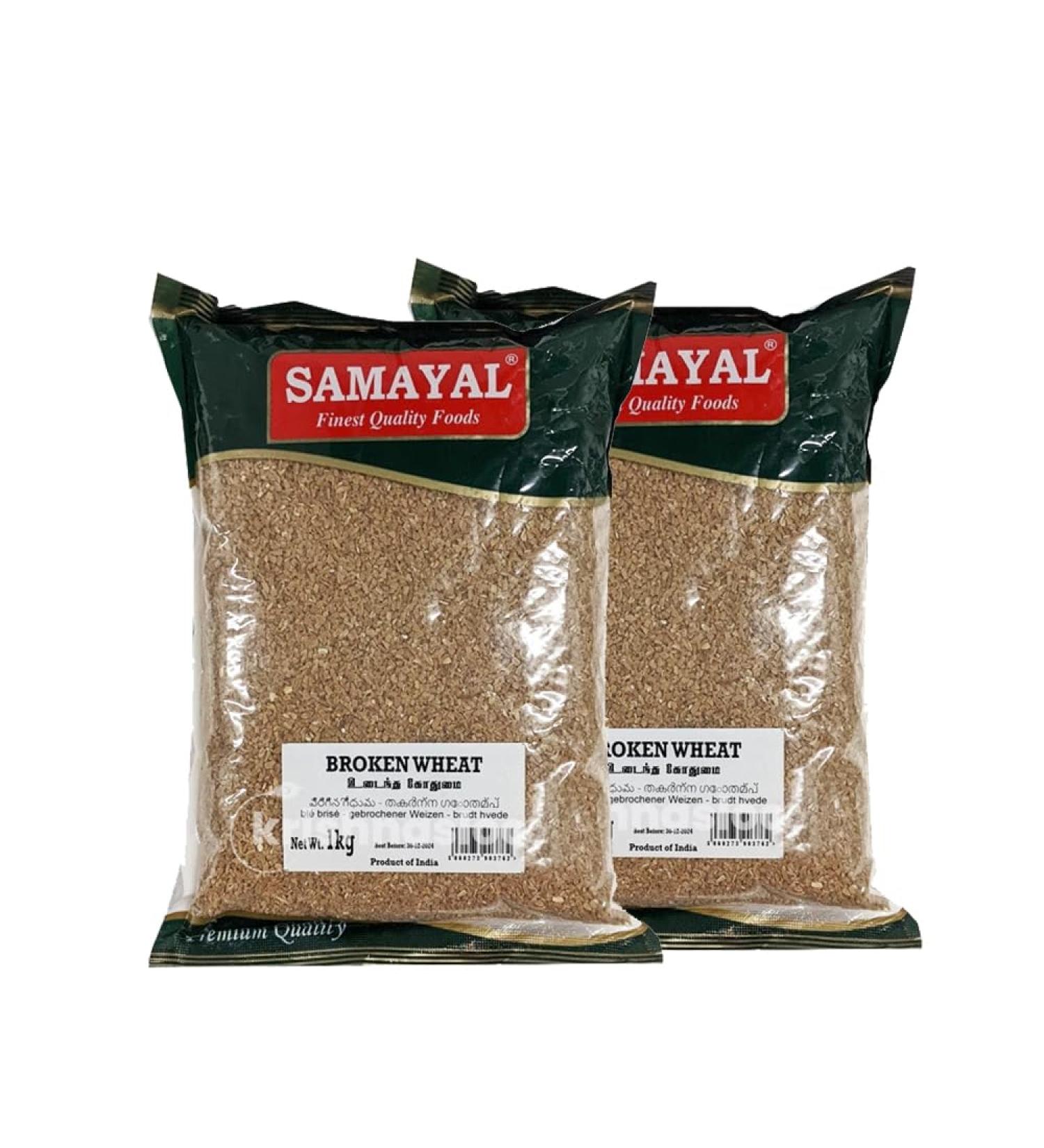 Samayal Broken Wheat | 1Kg | Healthful Cereal Grain | Used In Variety Of Dishes | Nutrient | Indian Origin (Pack of 2) - Buy Online on SooperMarket.com