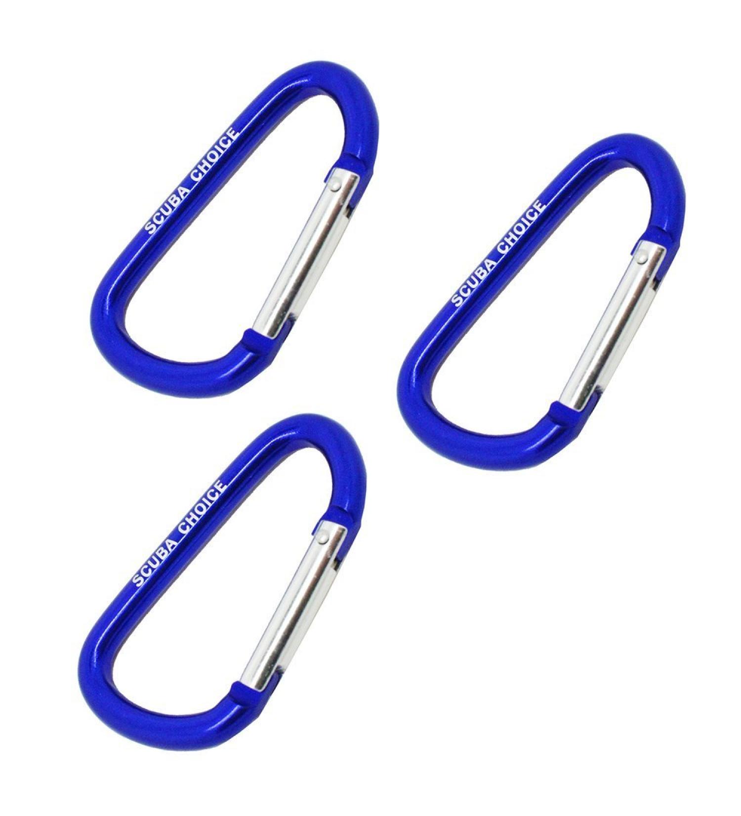 Scuba Choice Boat Marine Clip Aluminum Safety Spring Hook Carabineer (3-Pack), 2-5/8", Blue