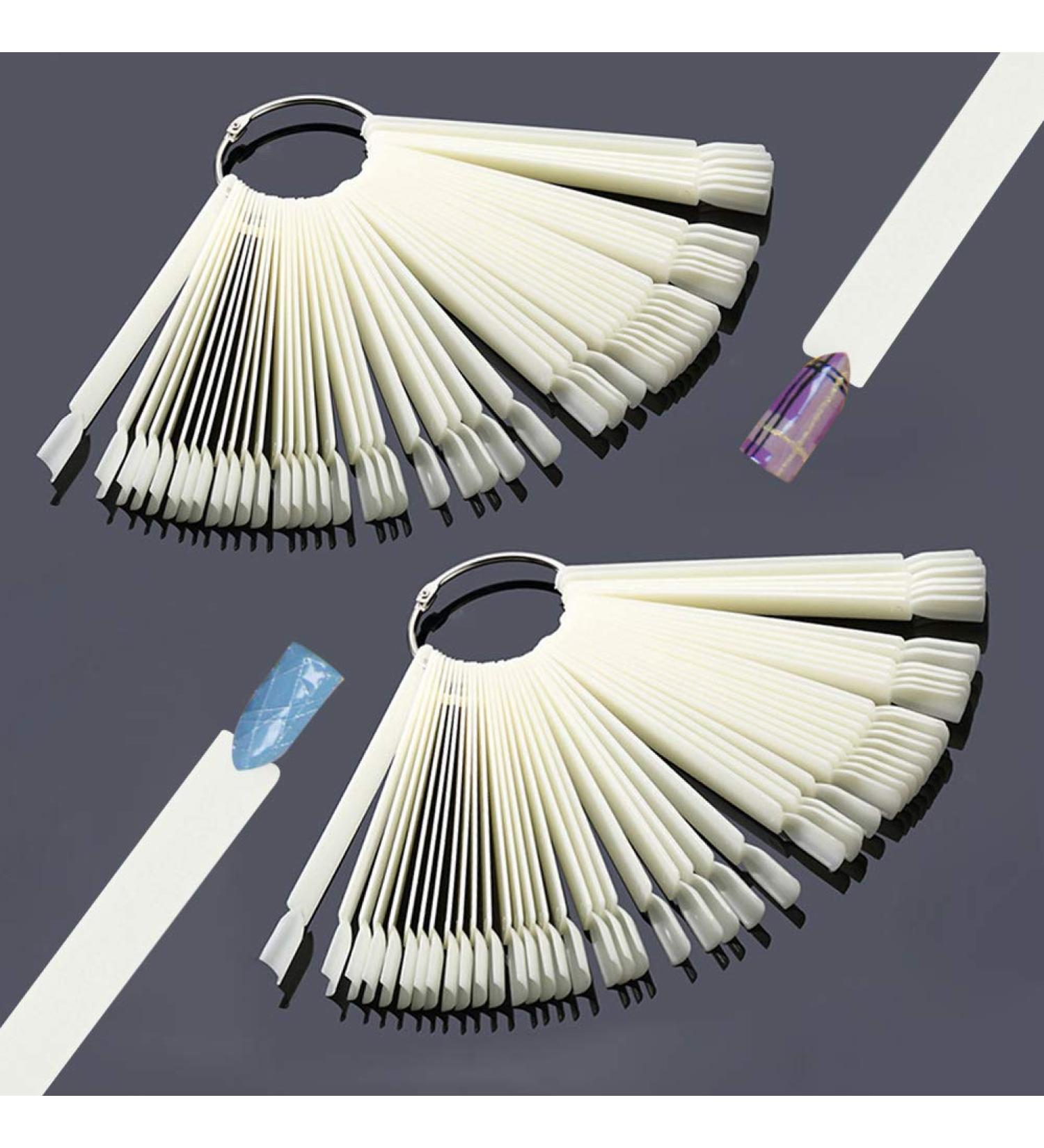 100 PC Hedmedum False Nail Art Tips Display Sticks with Metal Split Ring - White Color Swatch Sticks for Salon & Gel Polish Practice - Buy Online on SooperMarket.com