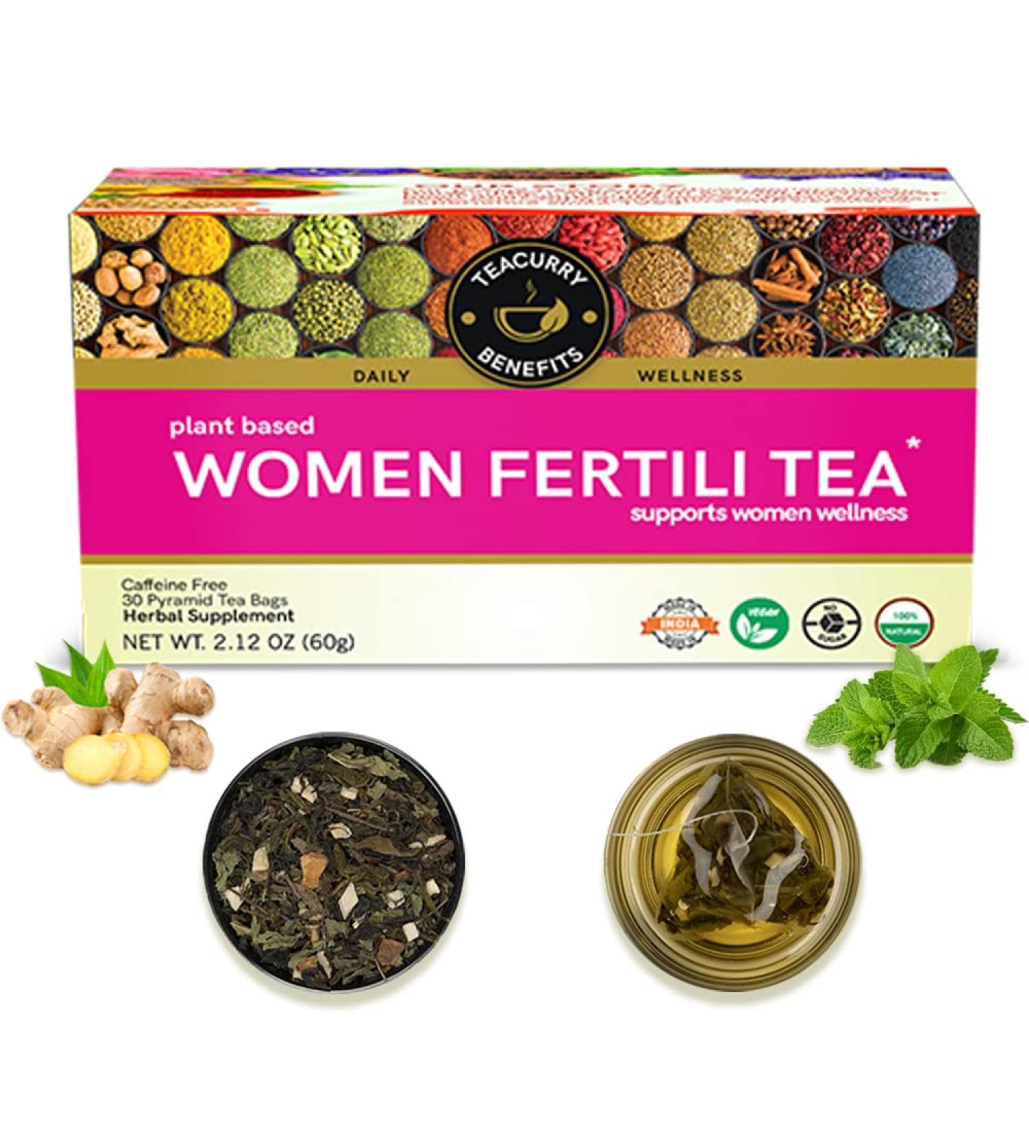 Teacurry Women Fertility Tea - 1 Month 30 Teabags - Helps to Boost Natural Fertility Improve Hormonal Imbalance Preconception Support - Women Fertili Tea - Buy Online on SooperMarket.com