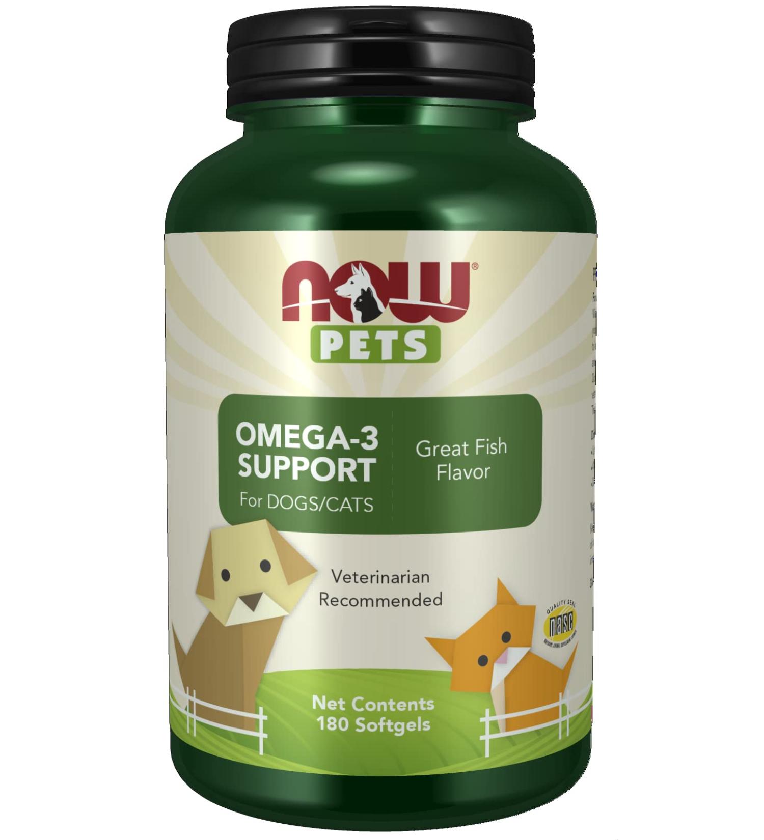 Now Foods Omega-3 for Dogs & Cats - Fish Flavor Softgels 180 ct | Pet Health Support - Buy Online on SooperMarket.com
