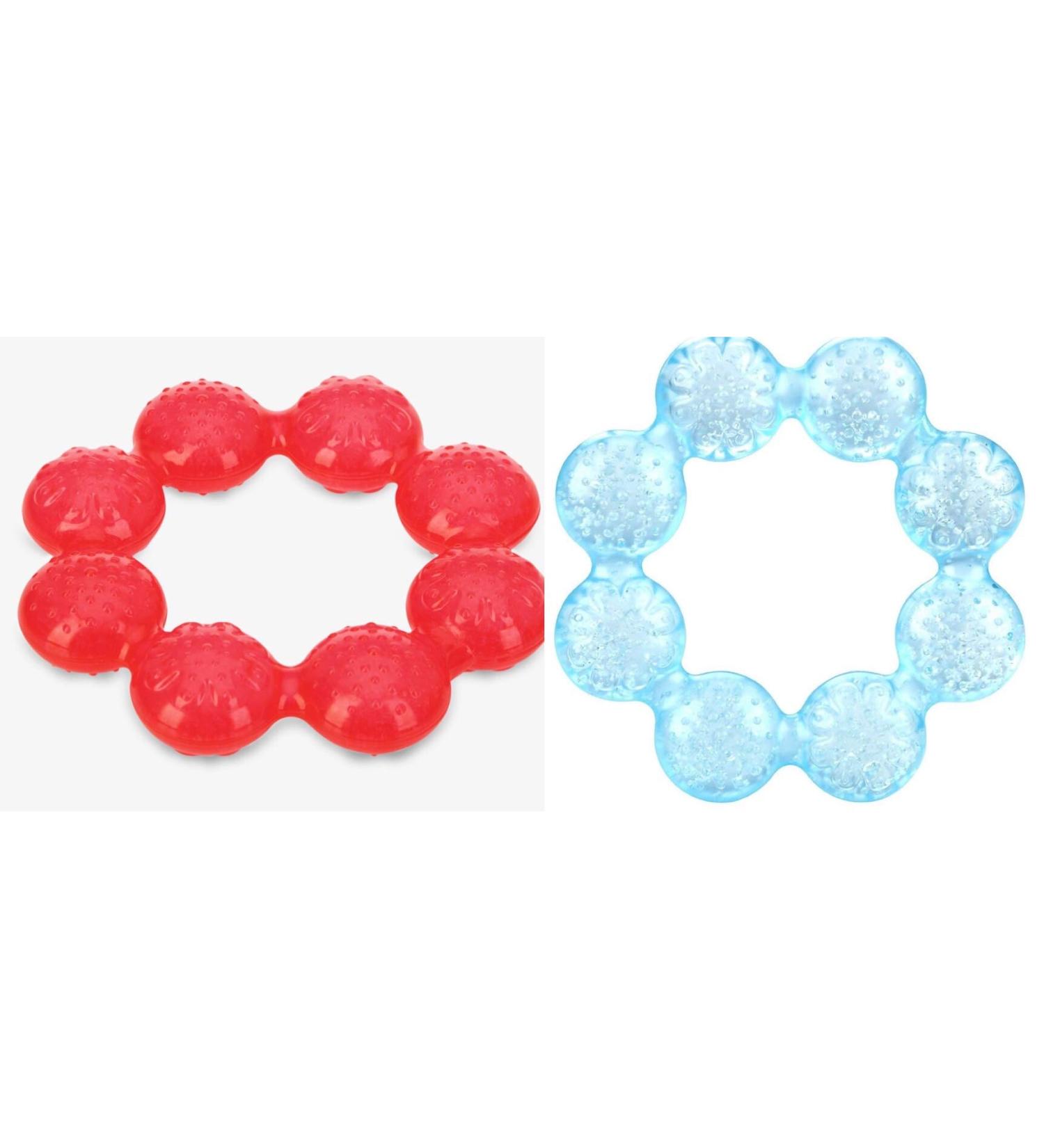 Nuby Pur Ice Bite Soother Ring Teether (Blue/Red) - Soothing Relief for Teething Babies - Buy Online on SooperMarket.com