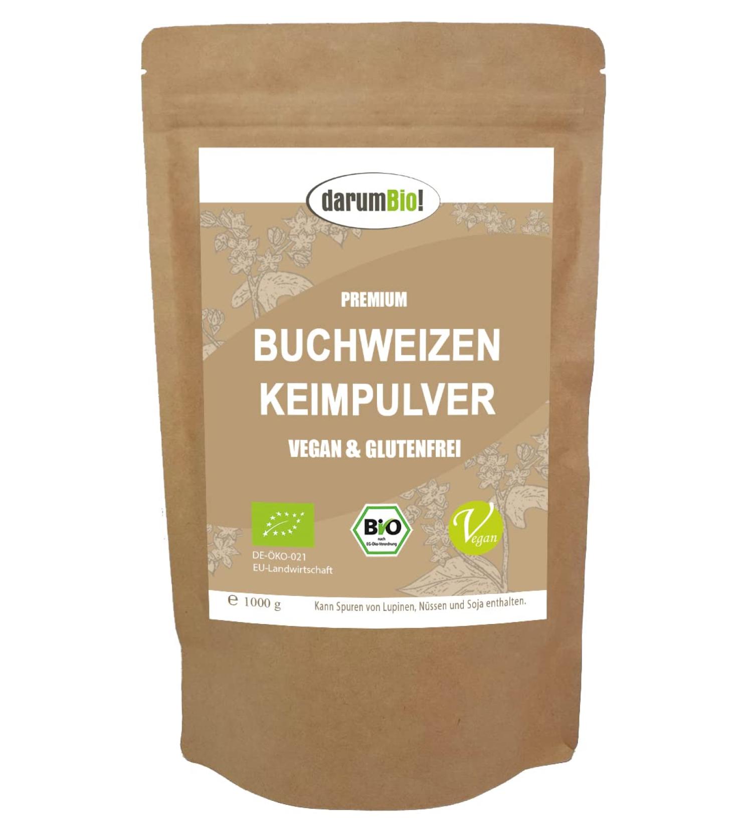 Organic Buckwheat Germ Powder (1 kg) - Gluten Free Vegan Home Grown from Germany | Value Pack - Buy Online on SooperMarket.com