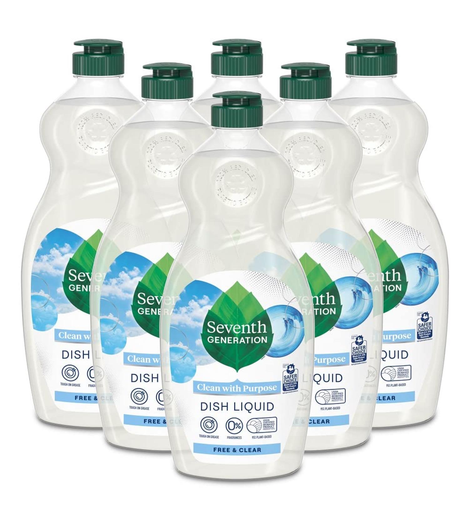 Seventh Generation Free & Clear Dish Liquid Soap 25 Oz - Pack of 6 - Buy Online on SooperMarket.com
