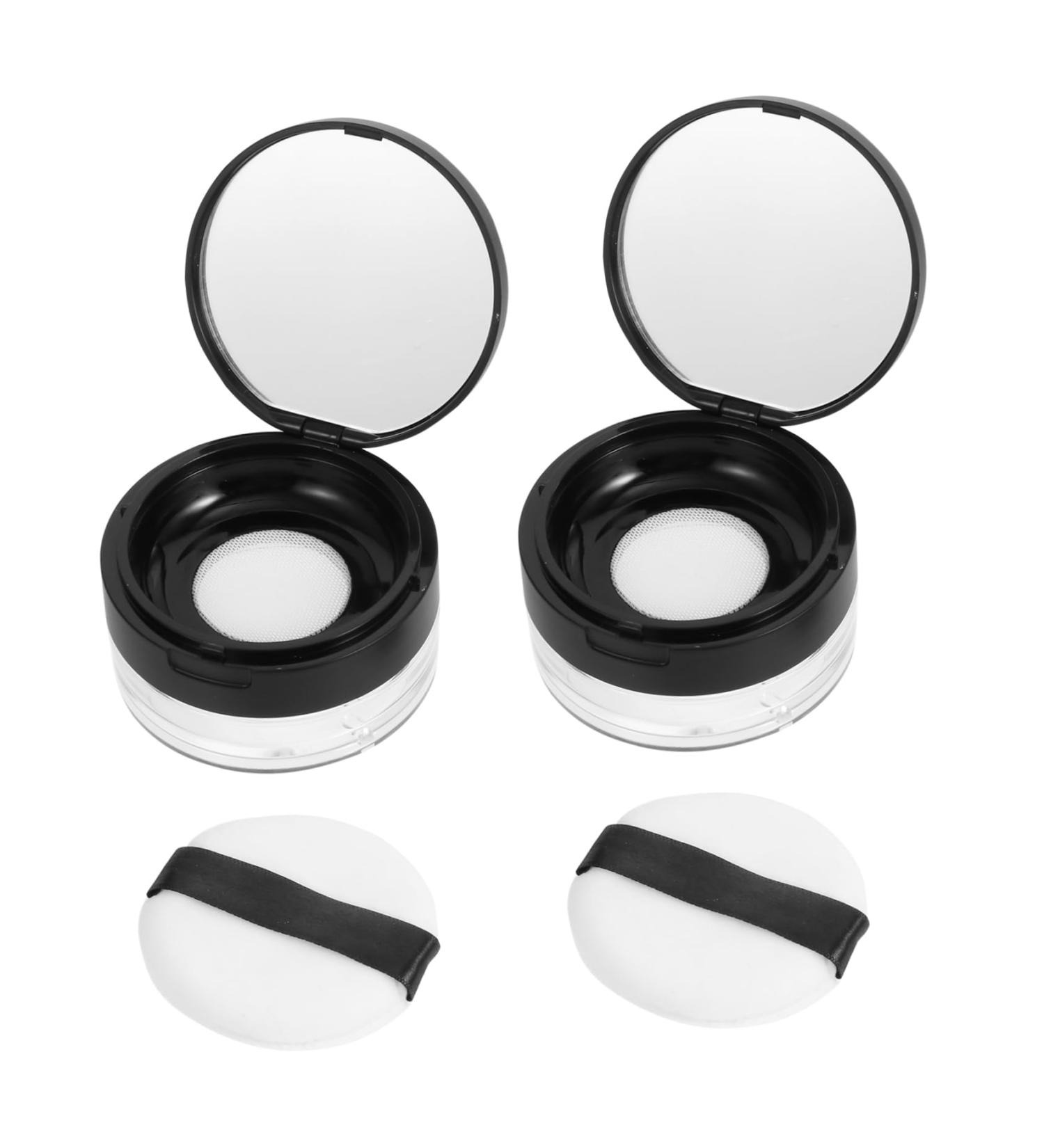 CANIGHT 2pcs Elastic Mesh Loose Powder Box Flour Holder Makeup Powder Case Portable Powder Puff Black Abs - Buy Online on SooperMarket.com