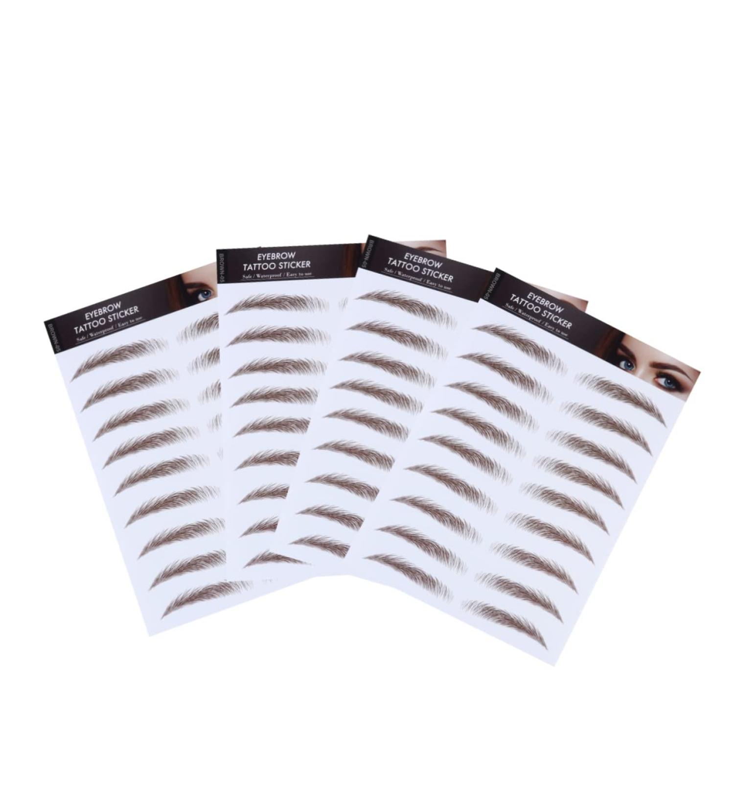 NOLITOY 4pcs Waterproof Eyebrow Women Transfer Like Sticker Men Makeup Water Hair-like Tool Authentic 21x15cm Brown - Buy Online on SooperMarket.com