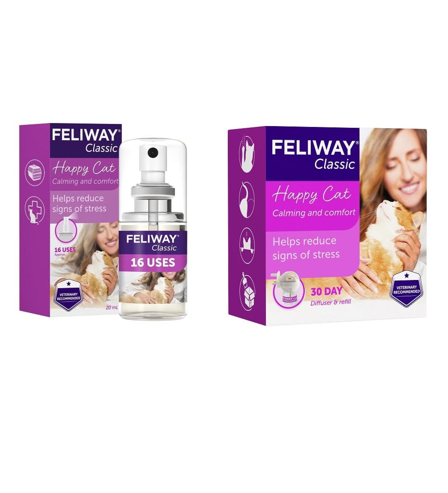 Feliway Classic 20 ml Spray with Classic 30 Day Starter Kit - Diffuser and Refill 48 ml - Buy Online on SooperMarket.com