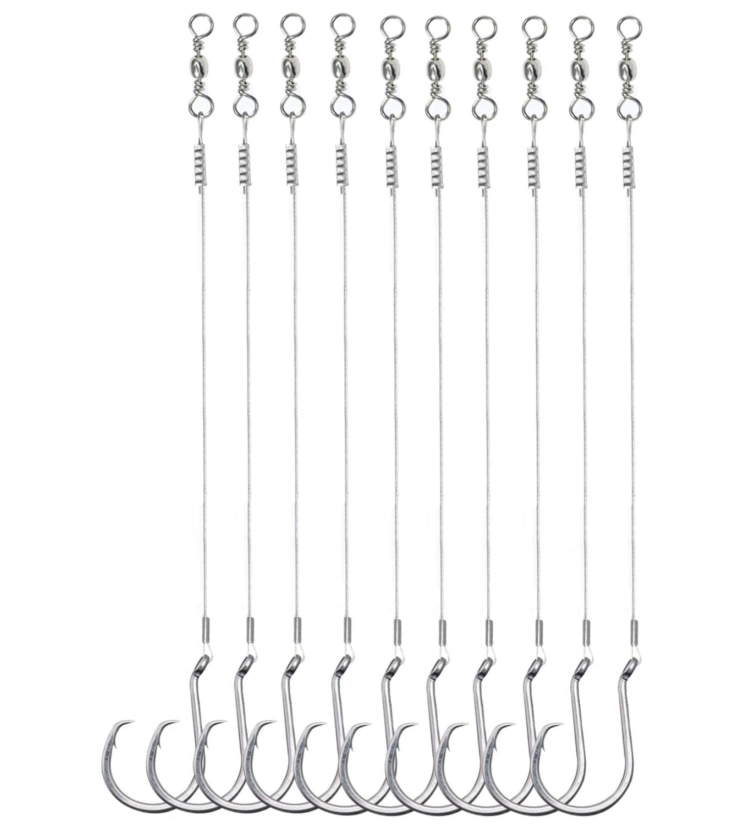 SEAOWL Saltwater Steel Circle Hook Rigs - 24pcs 3/0-9-30lb Leader Wire for Catfish Bass - Octopus Offset Fishing Hooks - Buy Online on SooperMarket.com