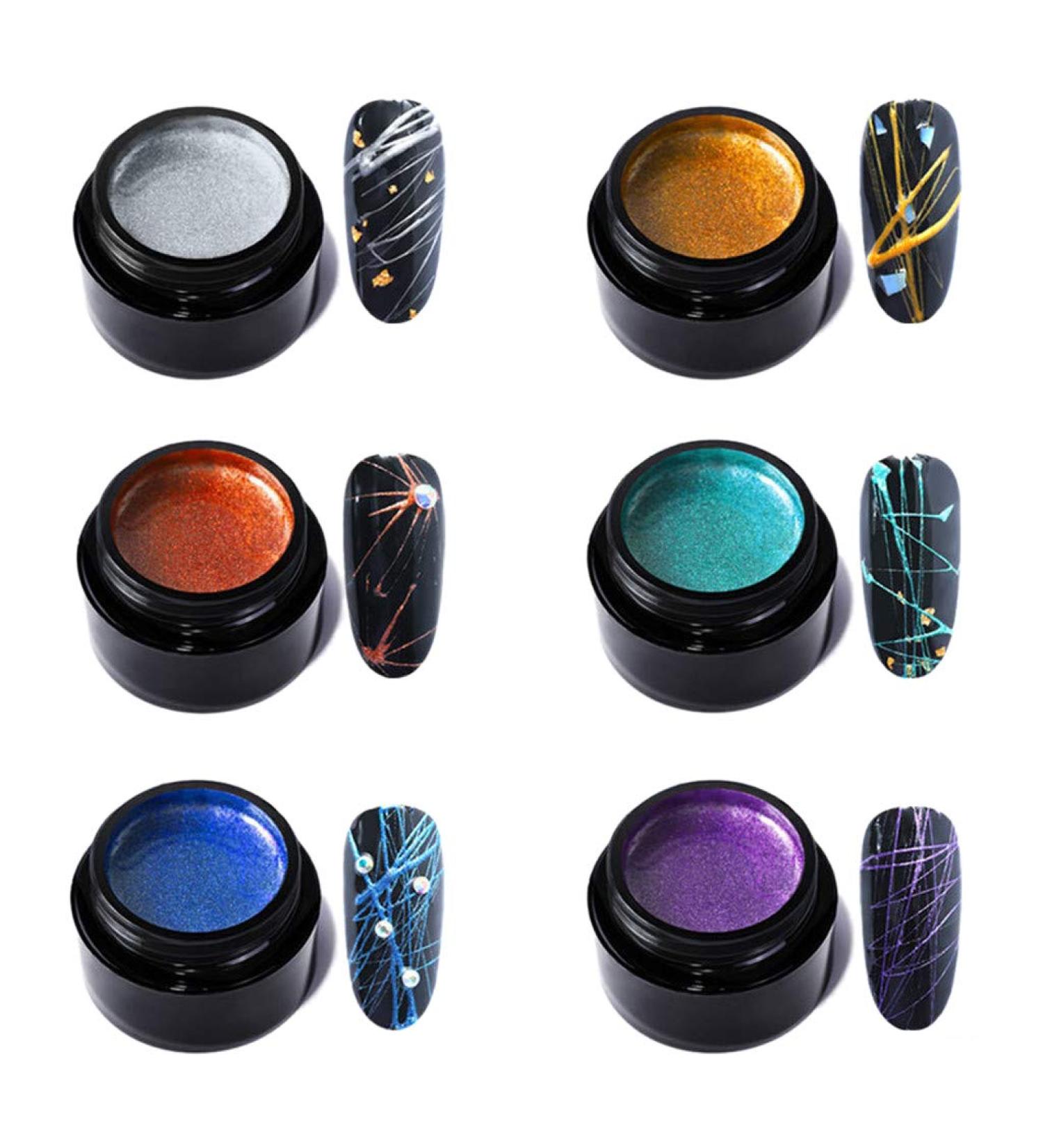 Dacvgog Set of Nail Art Pulling Silk 6 Pieces Painting Soaking Drawing Elasticity Design Nail Lacquer Long Lasting DIY - Buy Online on SooperMarket.com