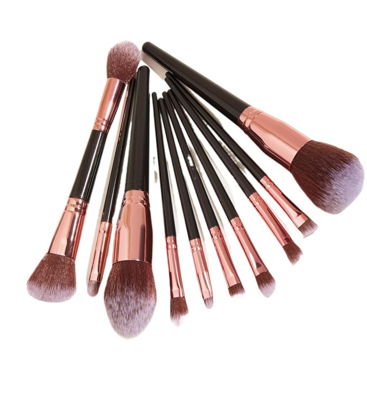 DFHBFG 10-Piece Black Makeup Brush Set - Professional Foundation Brushes & Uniform Size - Perfect for Flawless Application | International Shipping Available - Buy Online on SooperMarket.com
