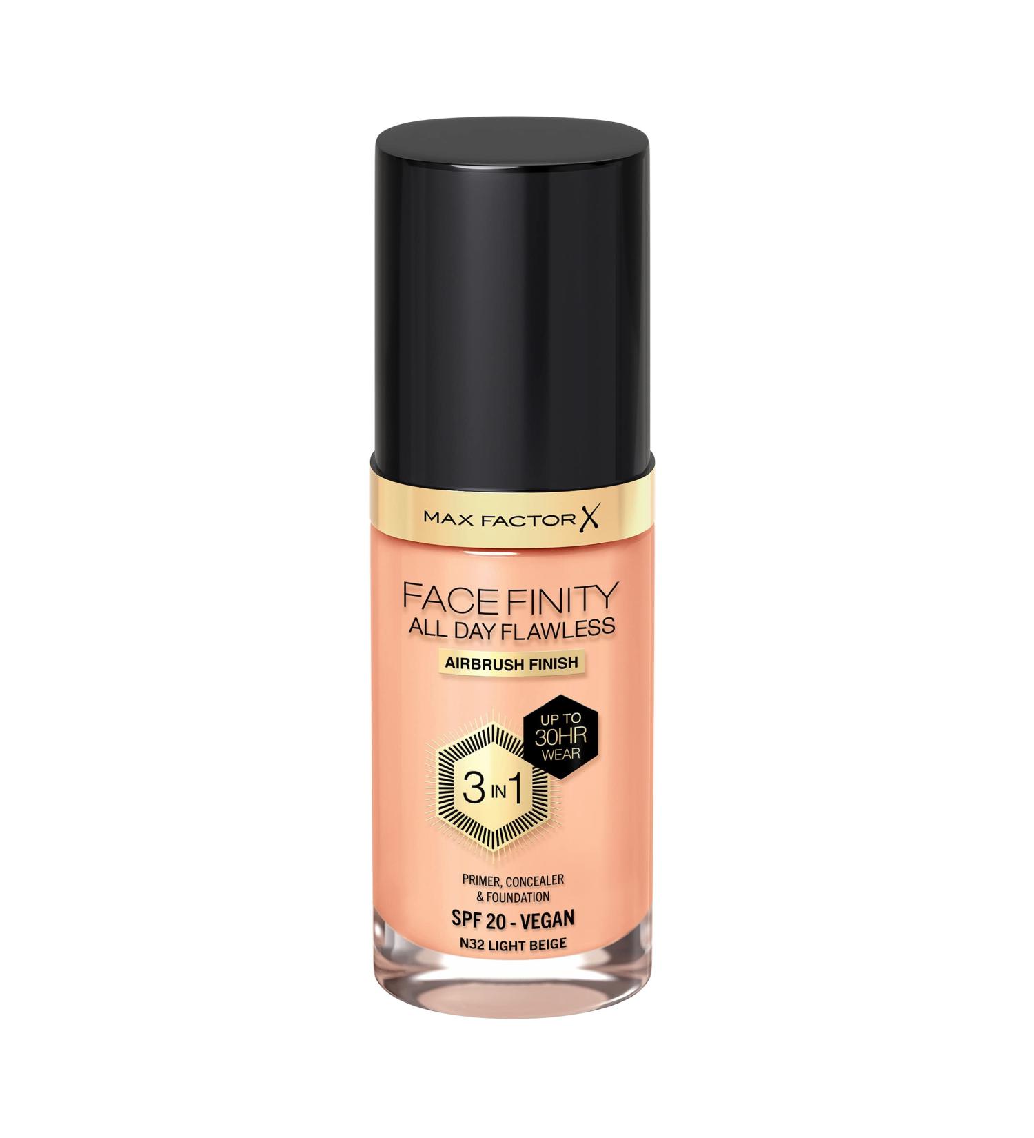 Max Factor Facefinity 3-in-1 All Day Flawless Liquid Foundation SPF 20 - Light Beige 30 ml - Buy Online on SooperMarket.com