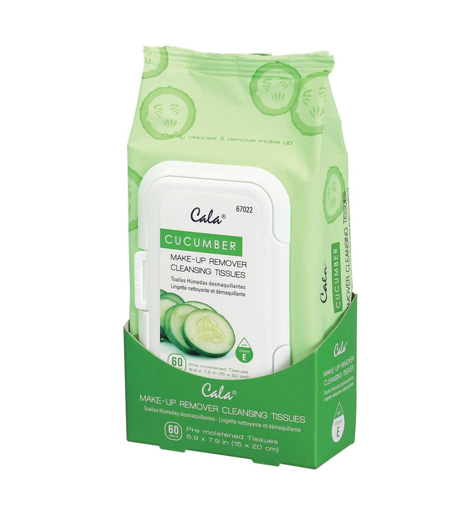 Cala Cucumber make-up remover cleansing tissues 60 count, 60 Count