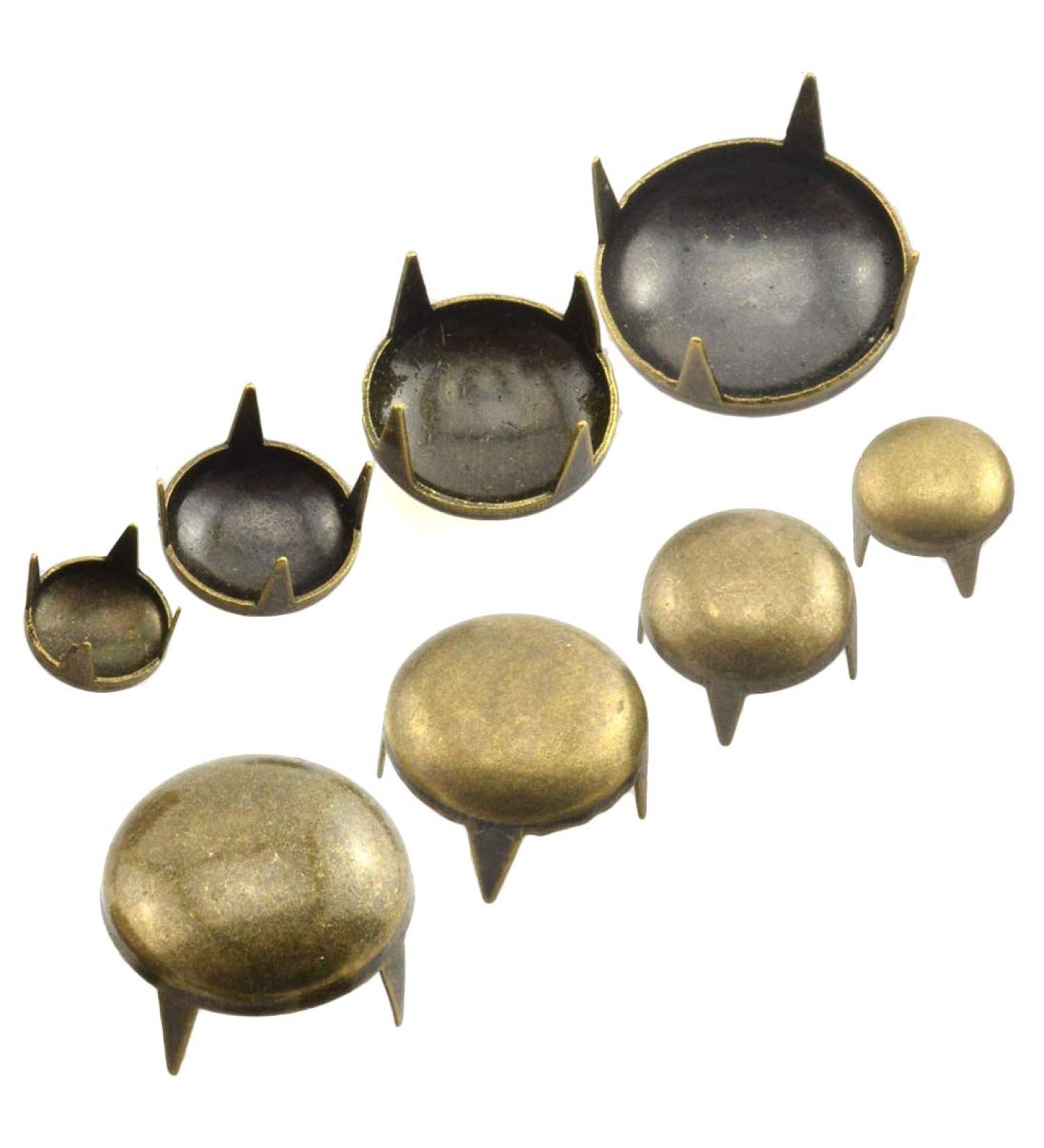 ACTENLY 160pcs Bronze DIY Nailhead Round Dome Studs Assorted Kit for Leathercraft Rivet Metal Punk Spikes - 6/8/10/12mm - Buy Online on SooperMarket.com