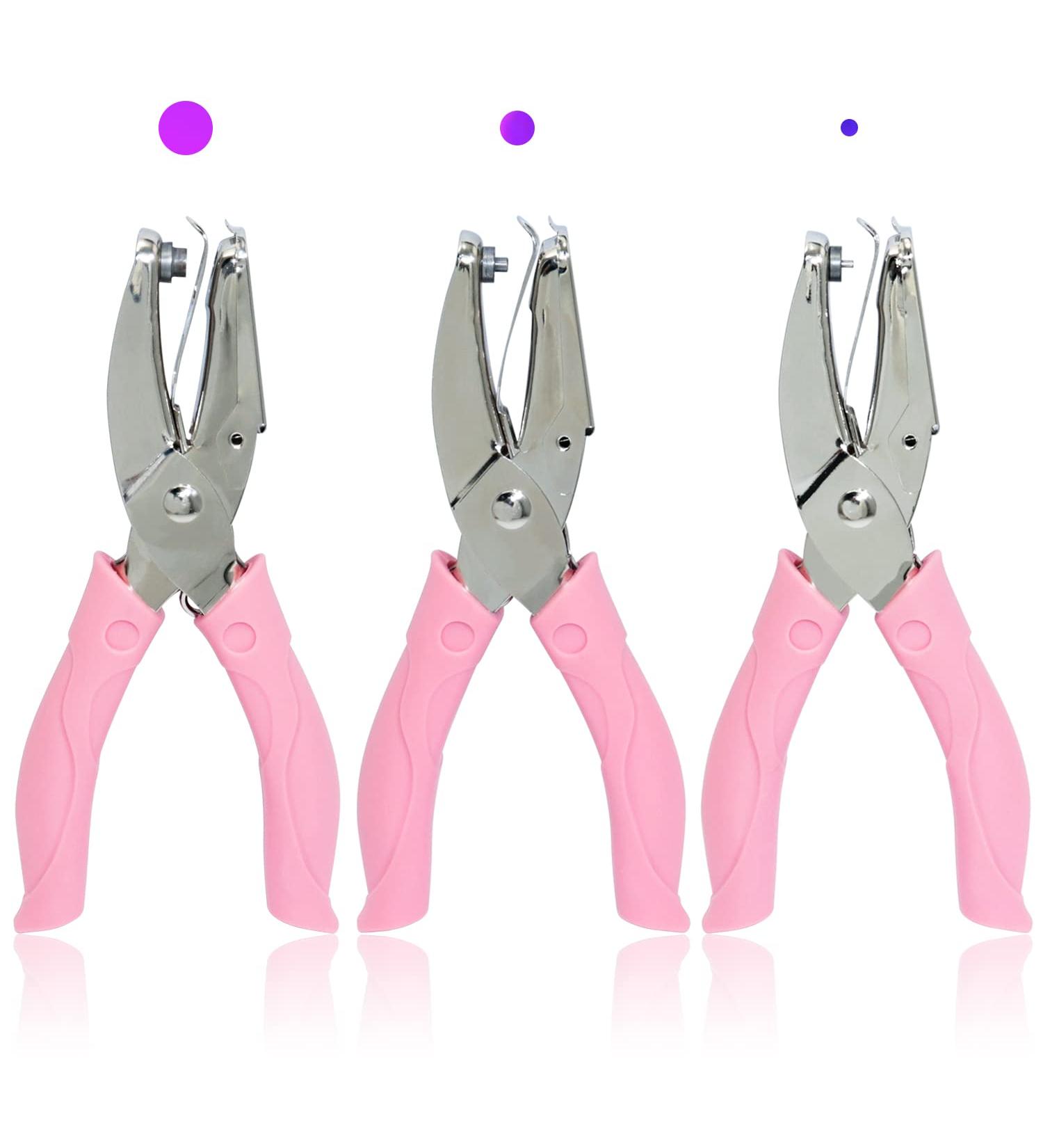 CheeMuii 3 Pieces Metal Handheld Paper Punch Single-Hole Tag Punch Set with Plastic Handle for Circle Holes for DIY Craft Tag Silver - Buy Online on SooperMarket.com