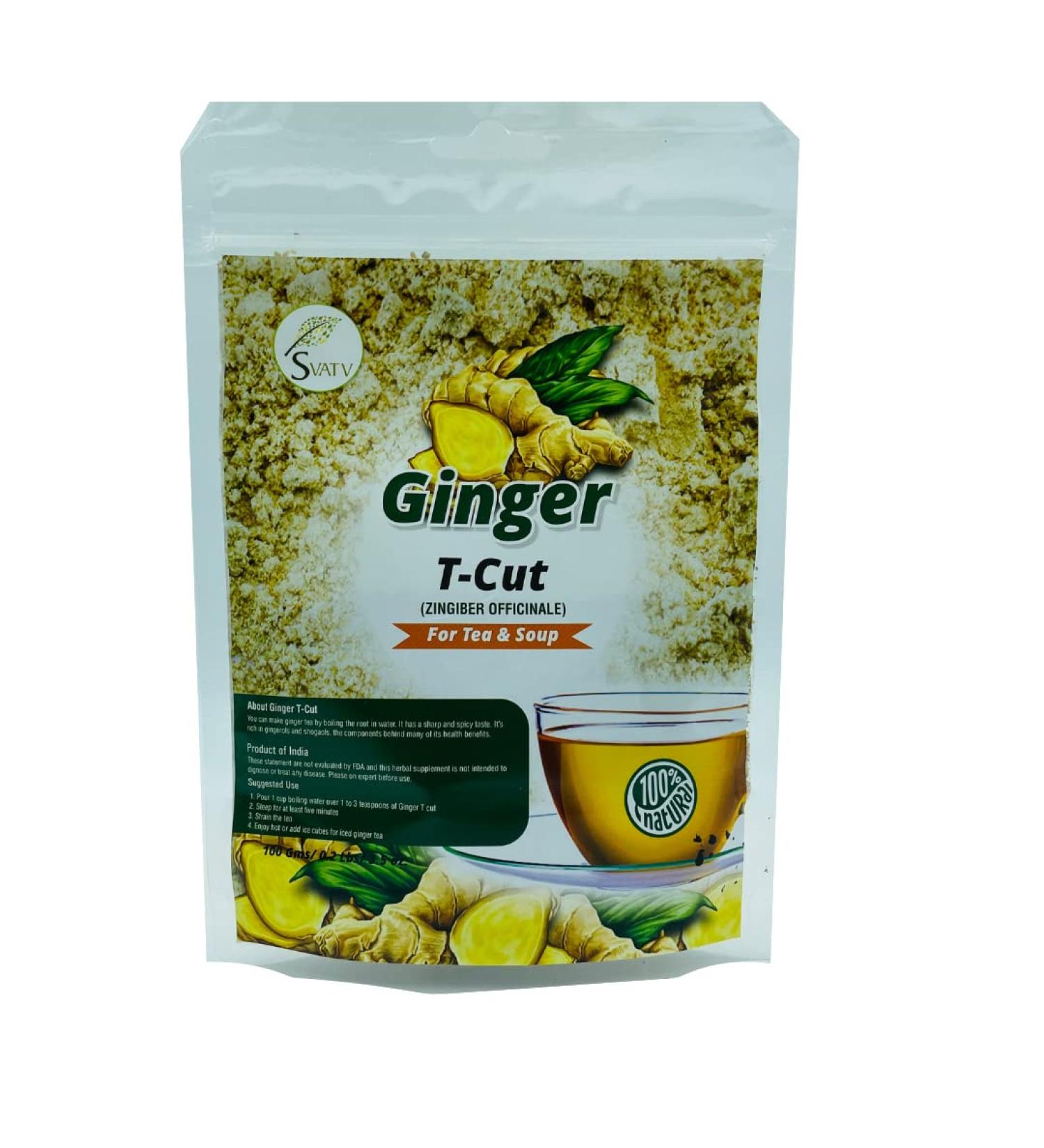 SVATV Ginger Loose tea Cut granules | Loose Leaf Herbal Tea | Boosts immunity | Excellent for tea coffee Pastries & cooking - 100g 3.52 oz 0.22 Lbs - Buy Online on SooperMarket.com