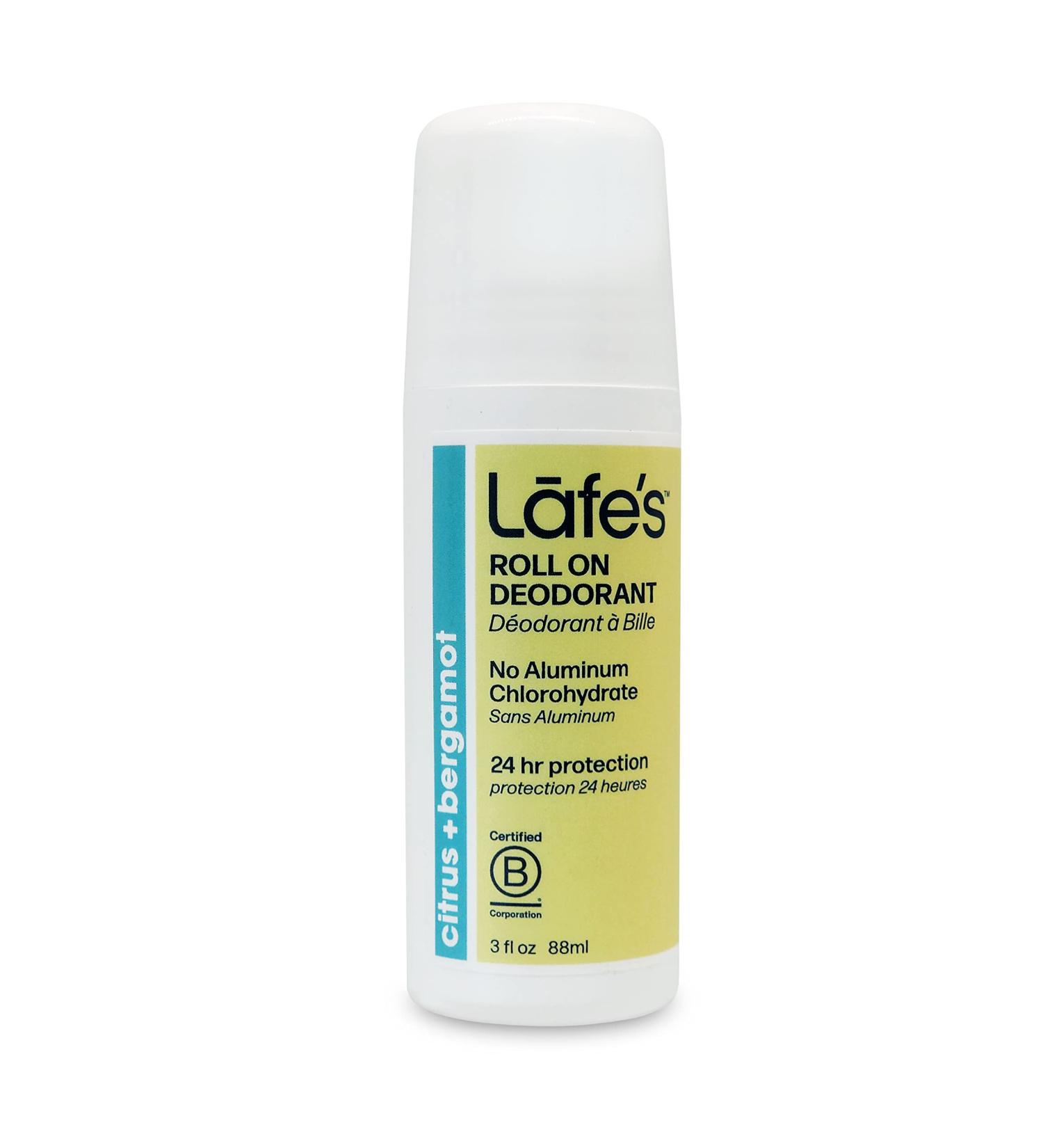 Lafe's Natural Deodorant Roll-On - Aluminum Free, Paraben Free, 24-Hour Protection for Men & Women - Citrus & Bergamot 3oz - Buy Online on SooperMarket.com