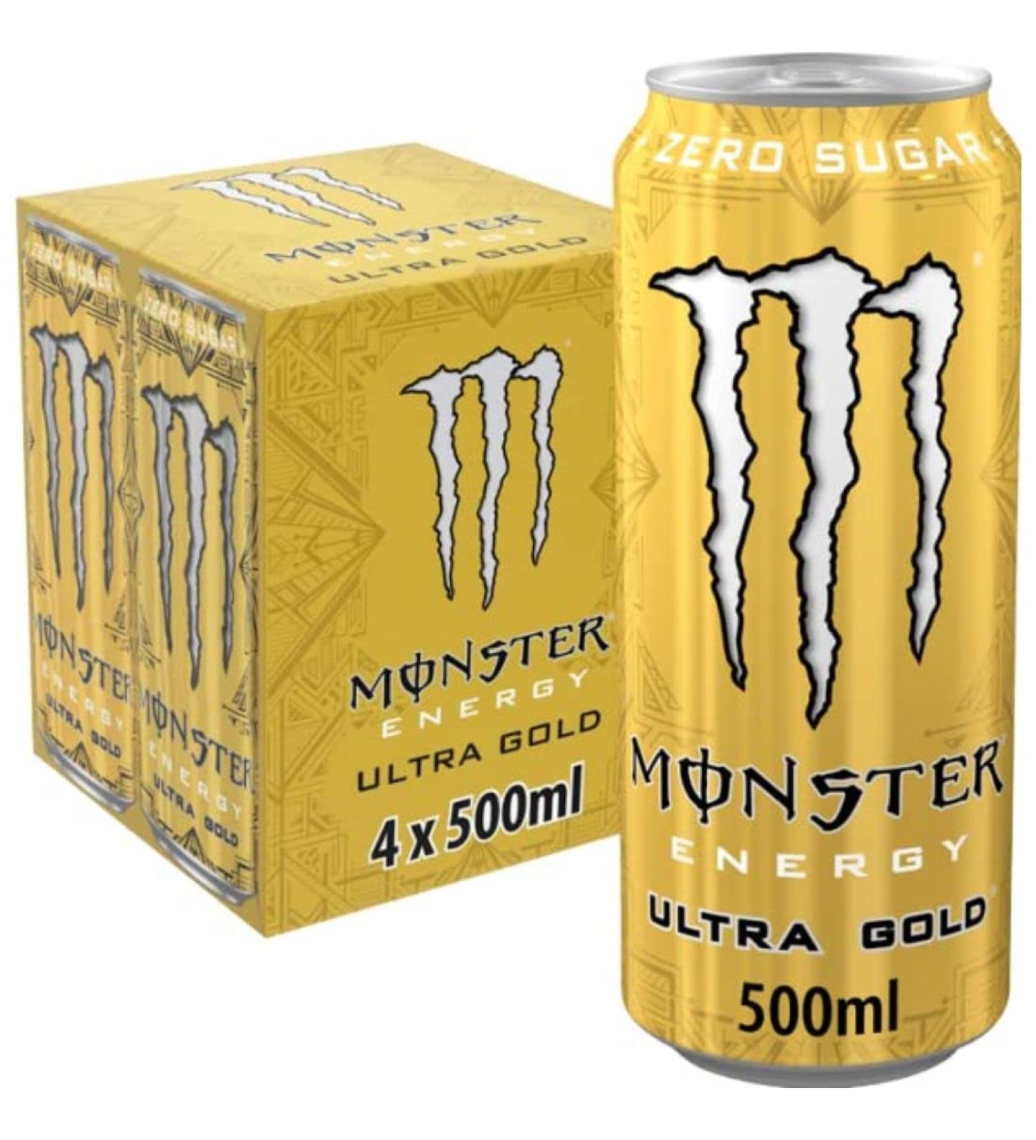 Monster Ultra Gold Energy Drink 4-Pack - Pineapple Flavor 500ml x 4 - Buy Online on SooperMarket.com