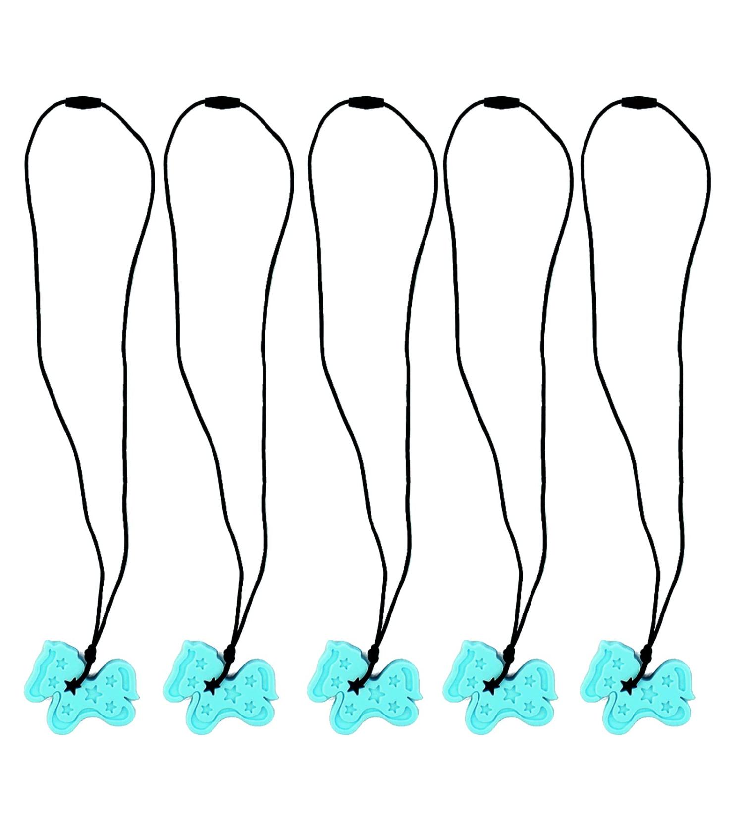 Sensory Chew Necklace for Home Use - Turquoise Green | Necklace Chewy Teether to Prevent Finger Sucking and Relieve Swelling with Beaded Edges - Buy Online on SooperMarket.com