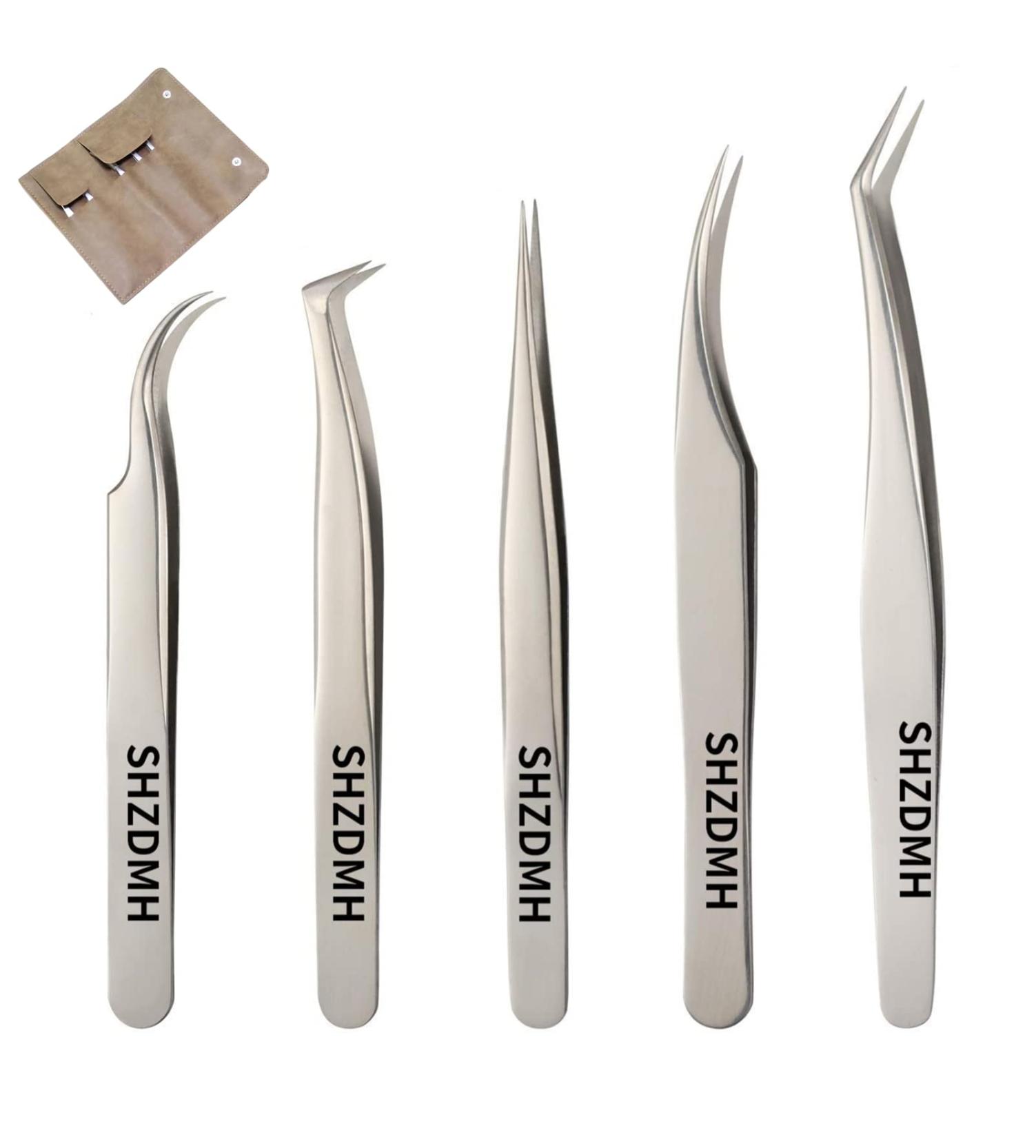 Lash Extension Tweezers Set - Curved & Straight Pointed Applicator Tool for Eyelash Extensions - Buy Online on SooperMarket.com
