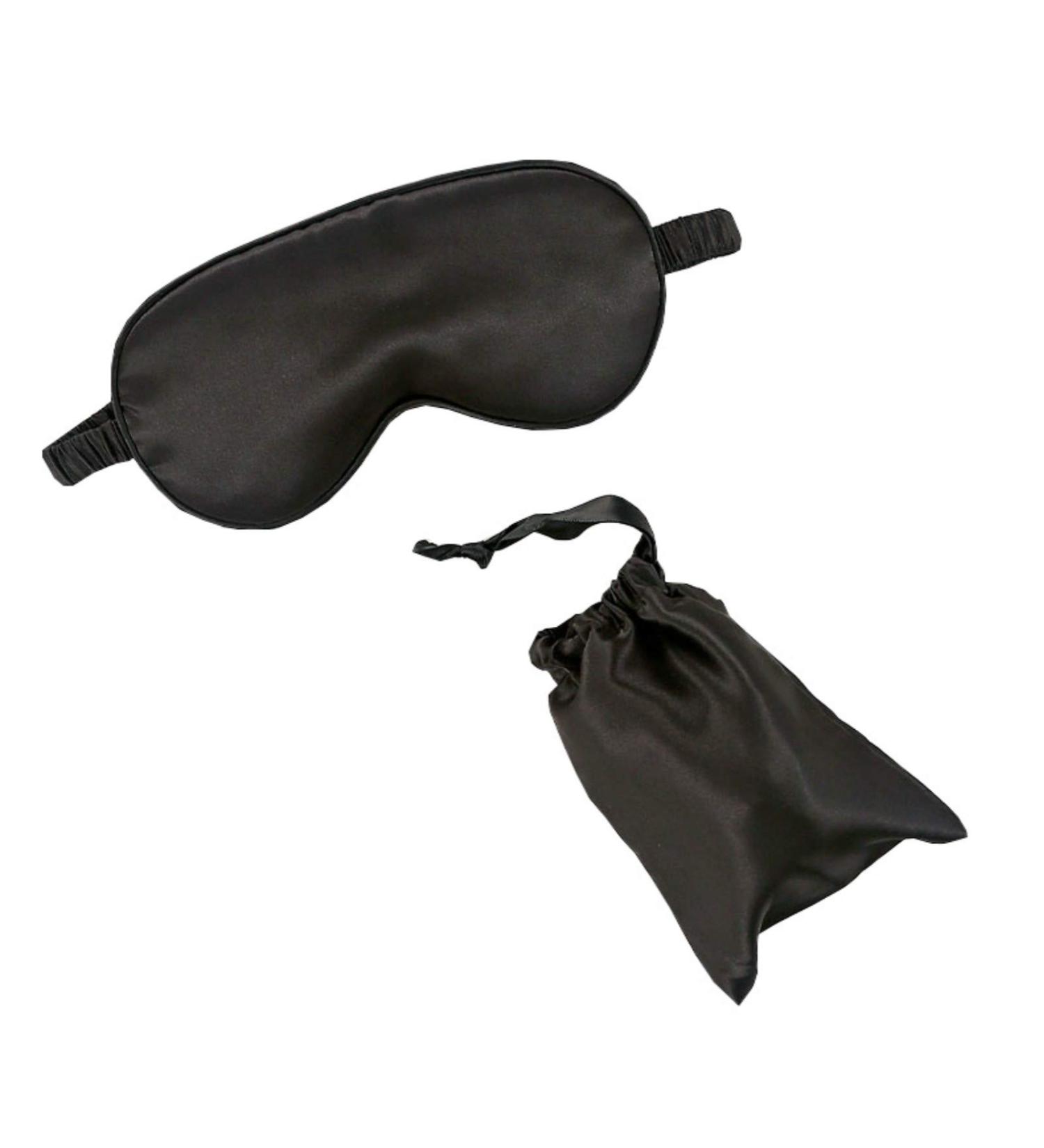Satin Silk Sleeping Eye Mask with Double-Layer Filling and Elastic Strap - Black - Buy Online on SooperMarket.com