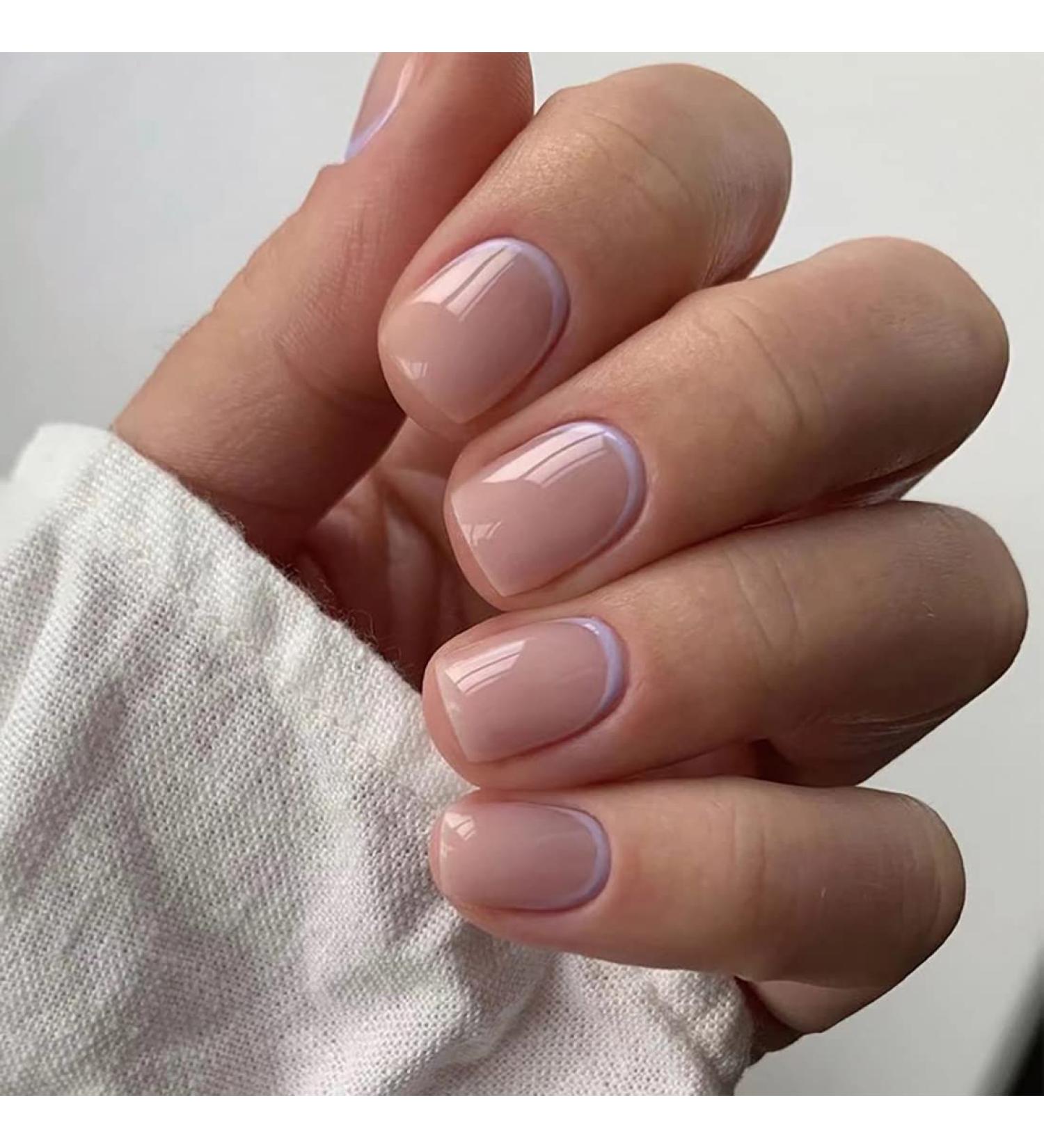 24PCS Glossy Square Press on Nails Light Purple Edge Short False Nails Full Cover Artificial Nails Tips for Women and Girls 15 - Buy Online on SooperMarket.com