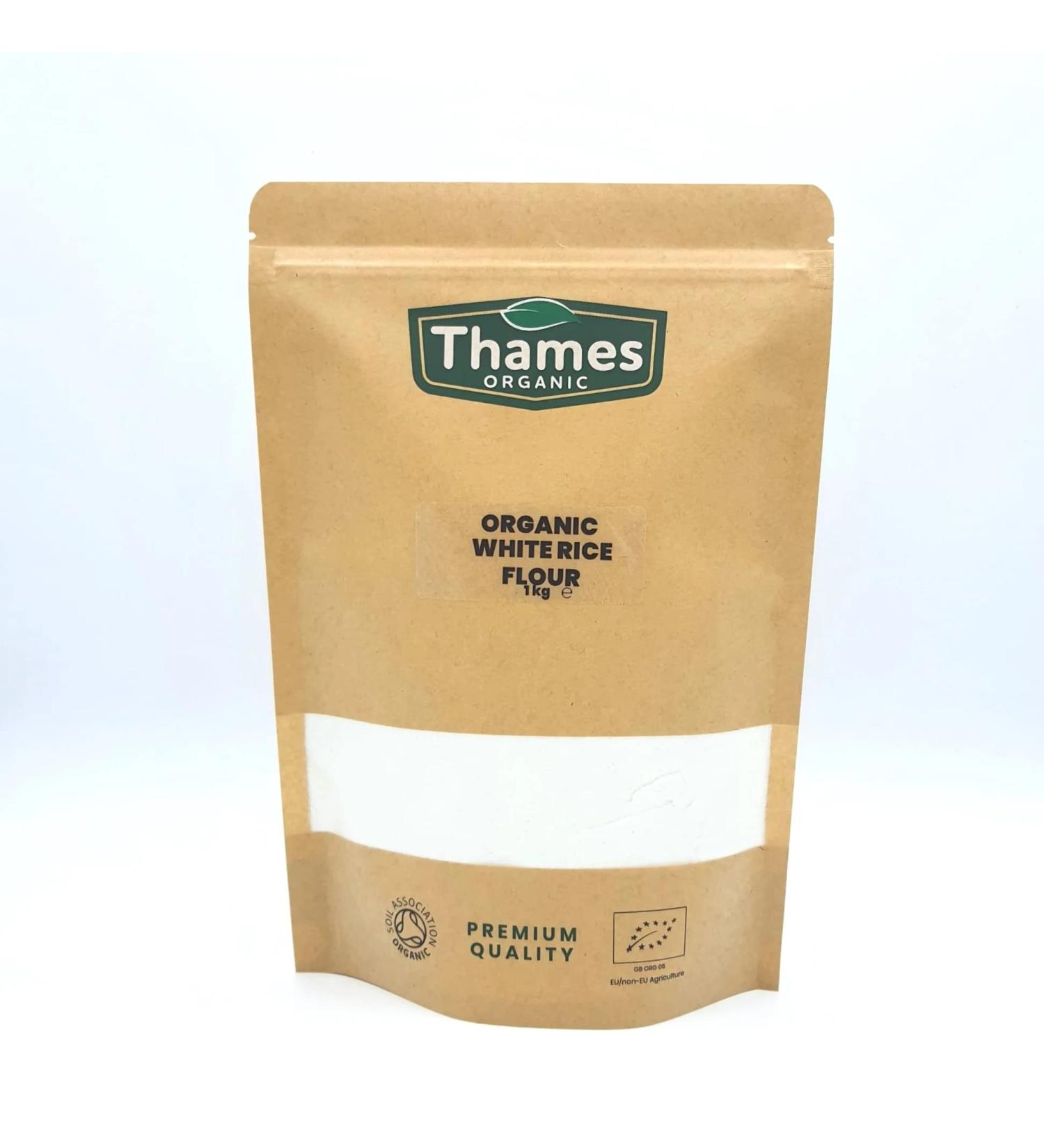 Thames Organic 1kg Organic White Rice Flour - Non-GMO Vegan | Additive-Free, Preservative-Free | Resealable Bag | 1000g (Pack of 1) - Buy Online on SooperMarket.com