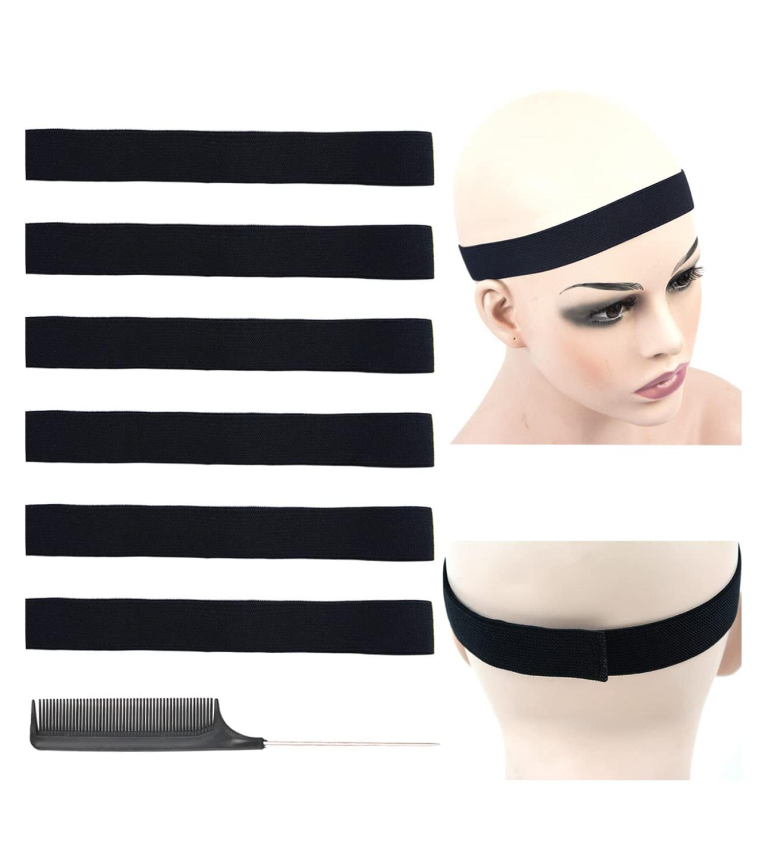 6 Pcs Black Lace Melting Bands for Lace Frontal Laying - 1 Inch Elastic Wig Headbands - Buy Online on SooperMarket.com
