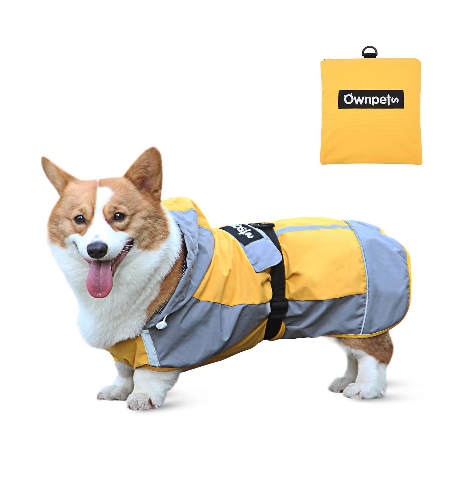 Ownpets Foldable Dog Raincoat | Adjustable Waterproof Pet Jacket with Reflective Straps | Lightweight & Storage Pocket | for Small Dogs & Puppies - Buy Online on SooperMarket.com