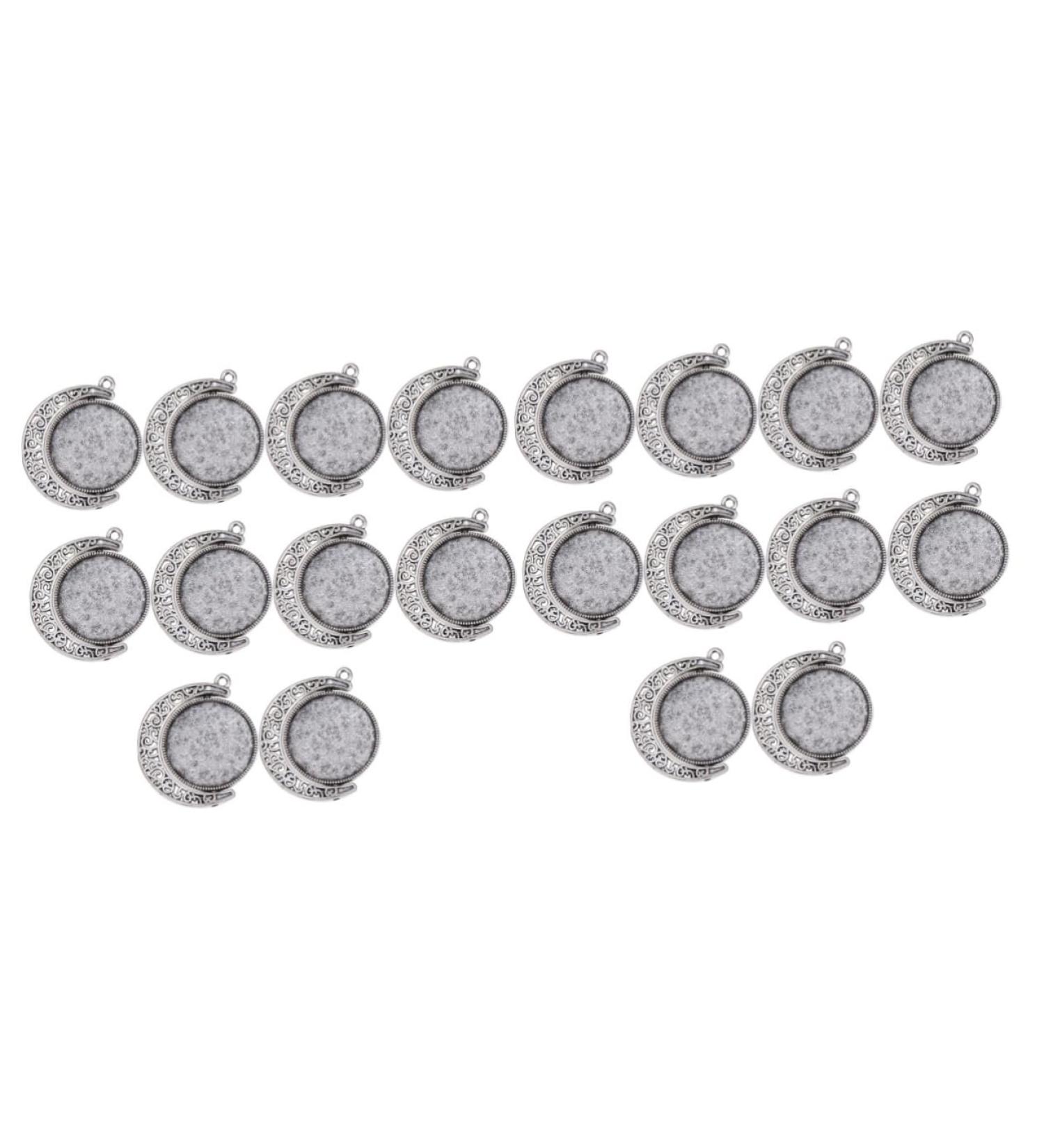20 pcs Round Bezel Accessory with Pendants Trays Rotate Double-sided Pendant Trinket Keychain Alloy 2.5X2.5cmx2pcs As Shownx2pcs - Buy Online on SooperMarket.com