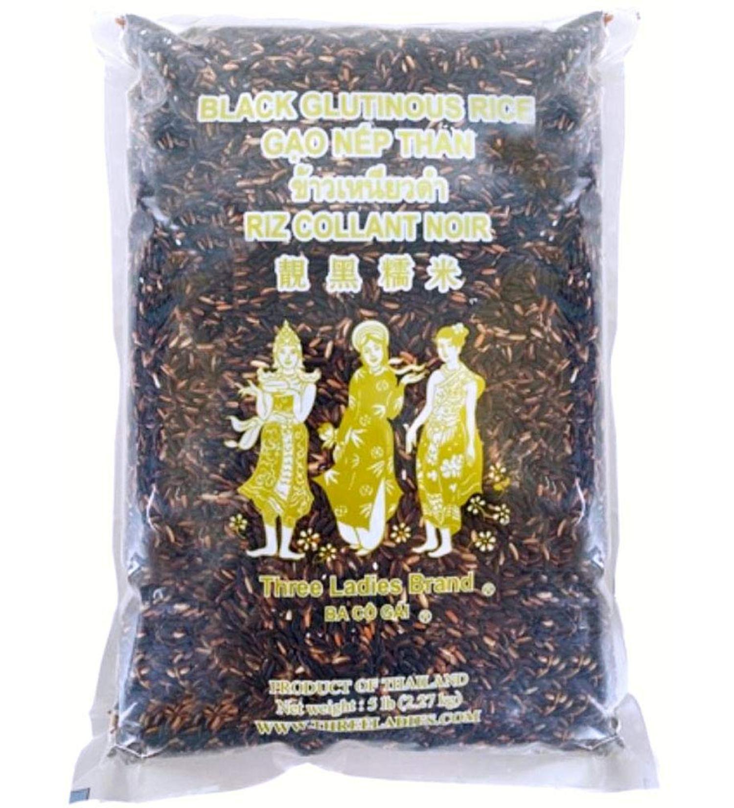 Three Ladies Black Glutinous Rice 5 lbs - Premium Quality Grains for Cooking & Baking - Buy Online on SooperMarket.com
