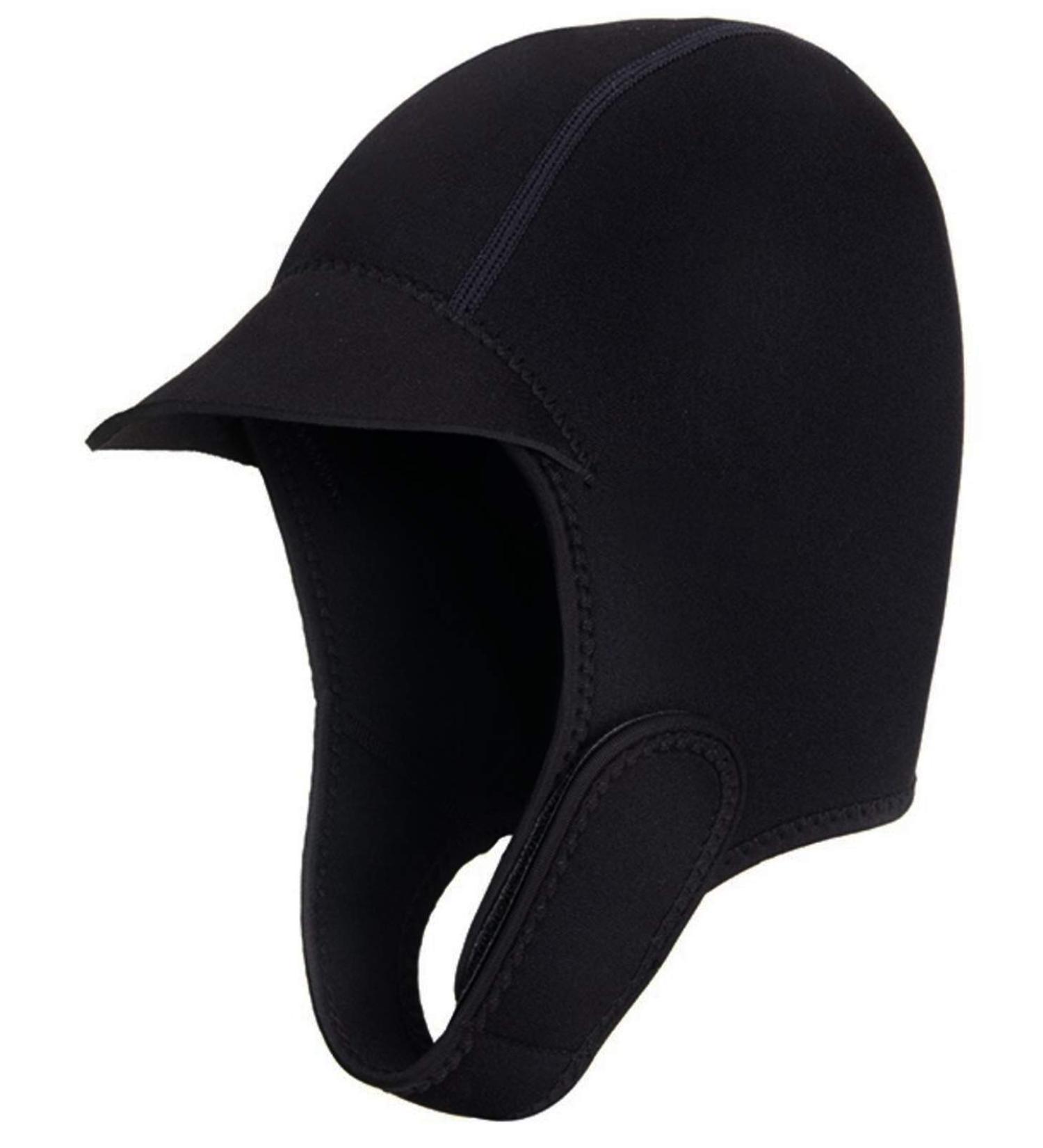 Neoprene Adjustable Beanie for Water Sports - 2mm Swim Cap with Chin Strap for Surfing, Diving, Kayaking - Men Women Wetsuit Hood - Black - Buy Online on SooperMarket.com