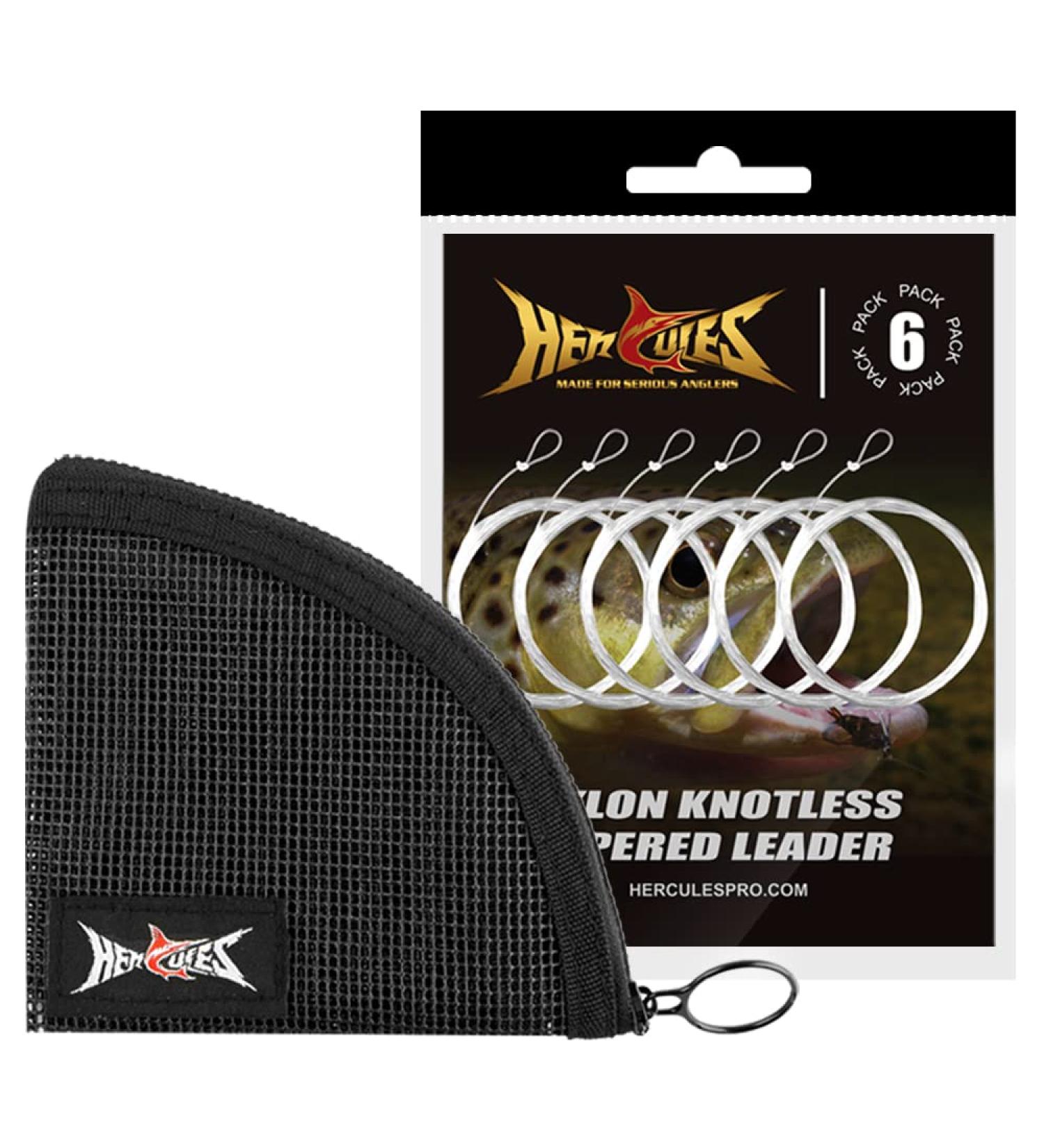 Hercules Pre-Tied Loop Fly Fishing Leader 6 Pack with Tapered Wallet 9FT - 4X, 4.9LB - 6pcs - Buy Online on SooperMarket.com
