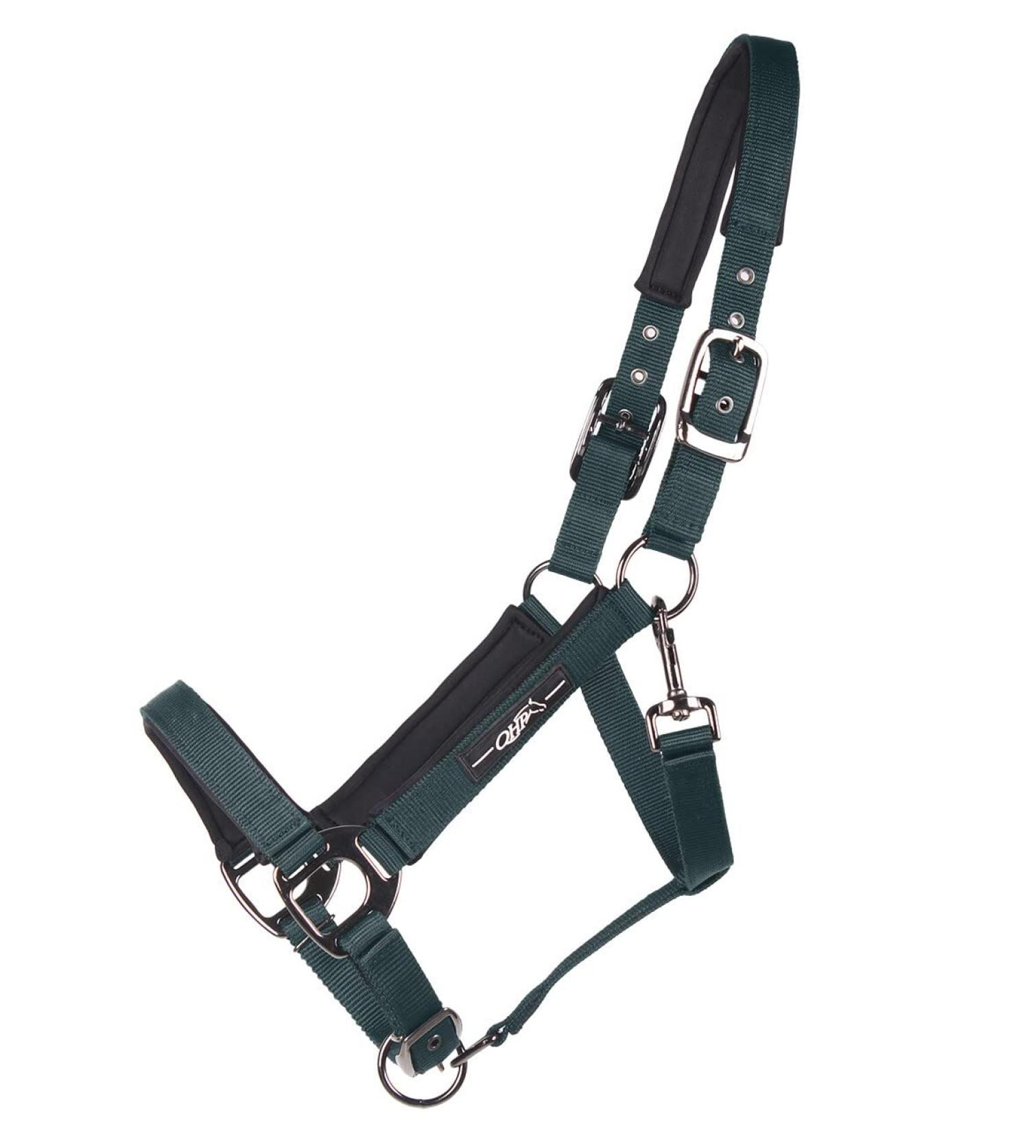 QHP Halter Deluxe soft padded 3-way adjustable (Warmblood dark green) warmblood vert fonc