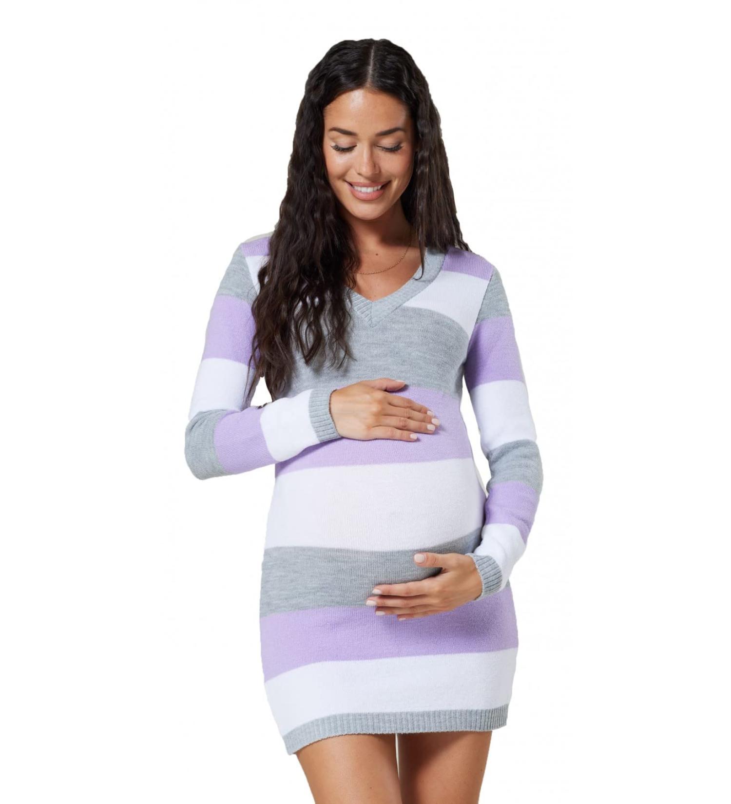 Happy Mama Maternity Colour Block Jumper Dress 405p Lavender - Size 8-10 - Buy Online on SooperMarket.com