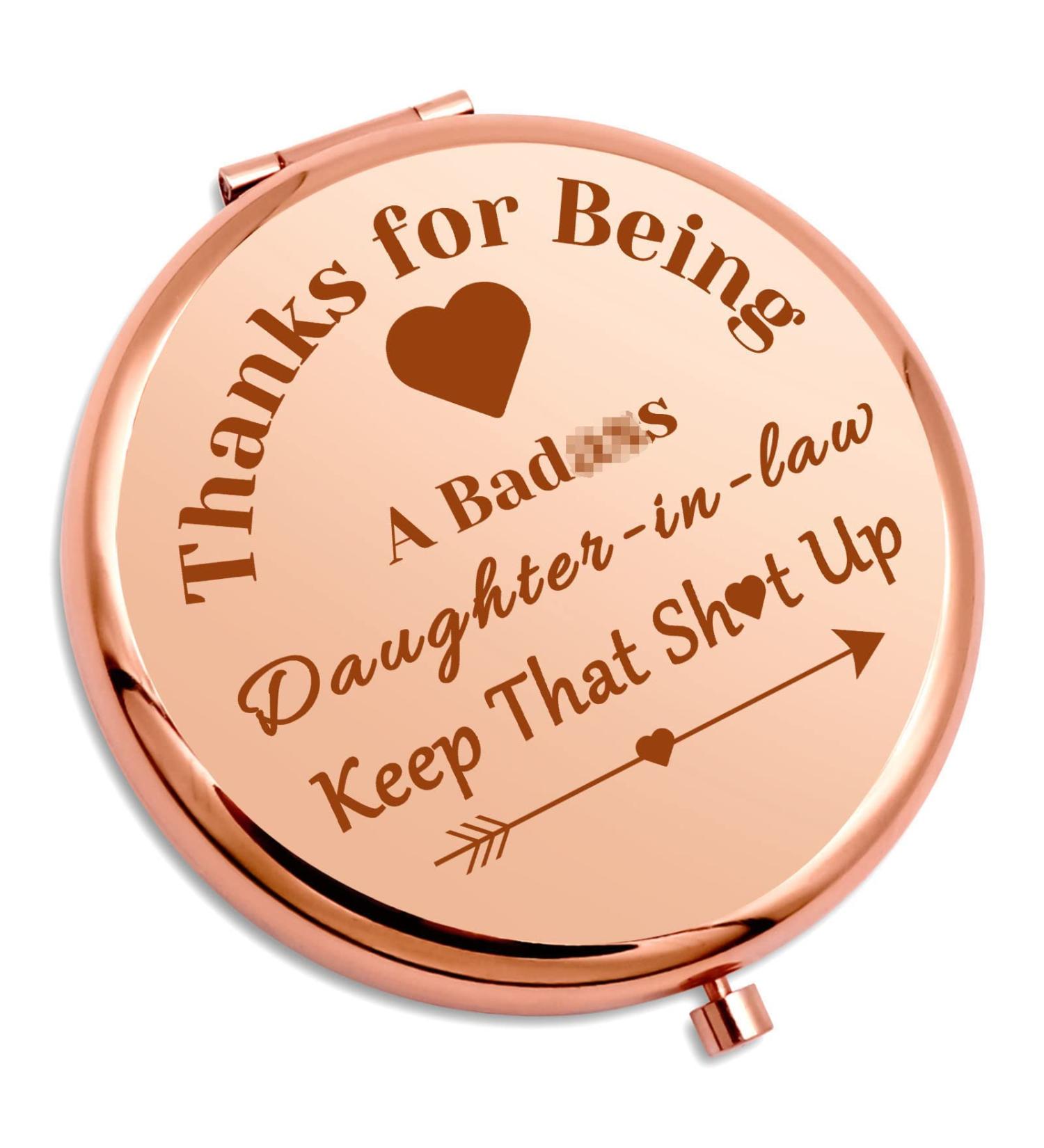 Daughter In Law Wedding Gift - Rose Gold Travel Makeup Mirror for Bride - Bridal Shower, Birthday, and Marriage Appreciation Gift - Buy Online on SooperMarket.com