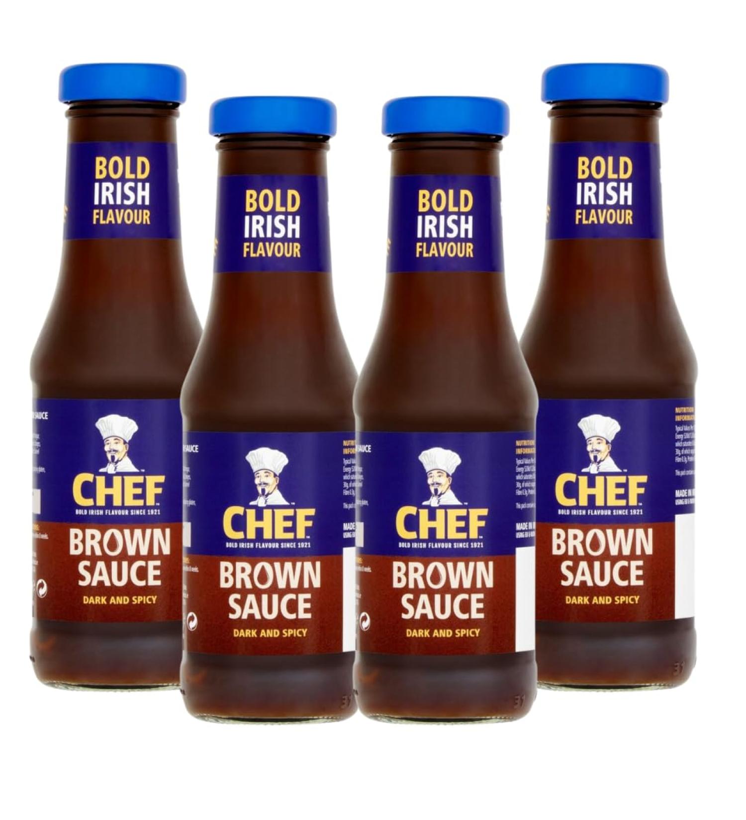 Brown Sauce Bundle Containing Chef Brown Sauce Dark and Spicy 330g (4 Pack)