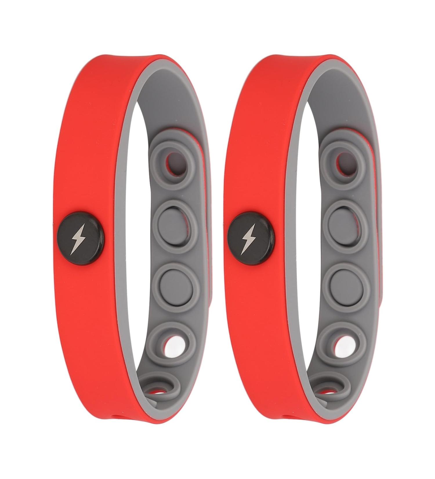 Saluaqui 2 Pack Anti-Static Wireless Negative Ion Bracelets - Washable Silicone Sports Wristbands (Red) - Buy Online on SooperMarket.com